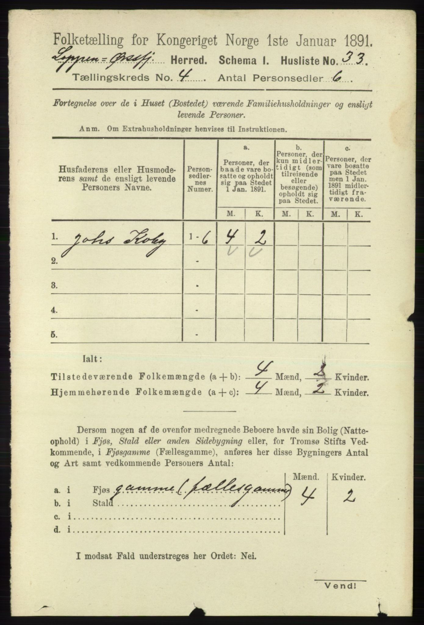 RA, 1891 census for 2014 Loppa, 1891, p. 849