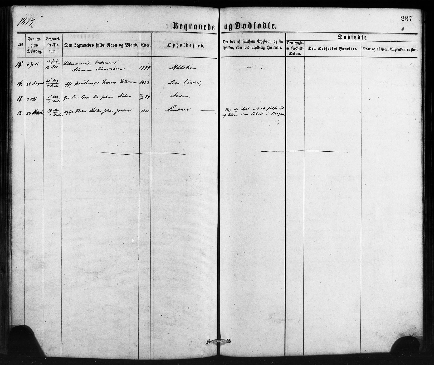 Sveio Sokneprestembete, AV/SAB-A-78501/H/Haa: Parish register (official) no. B 1, 1870-1883, p. 237