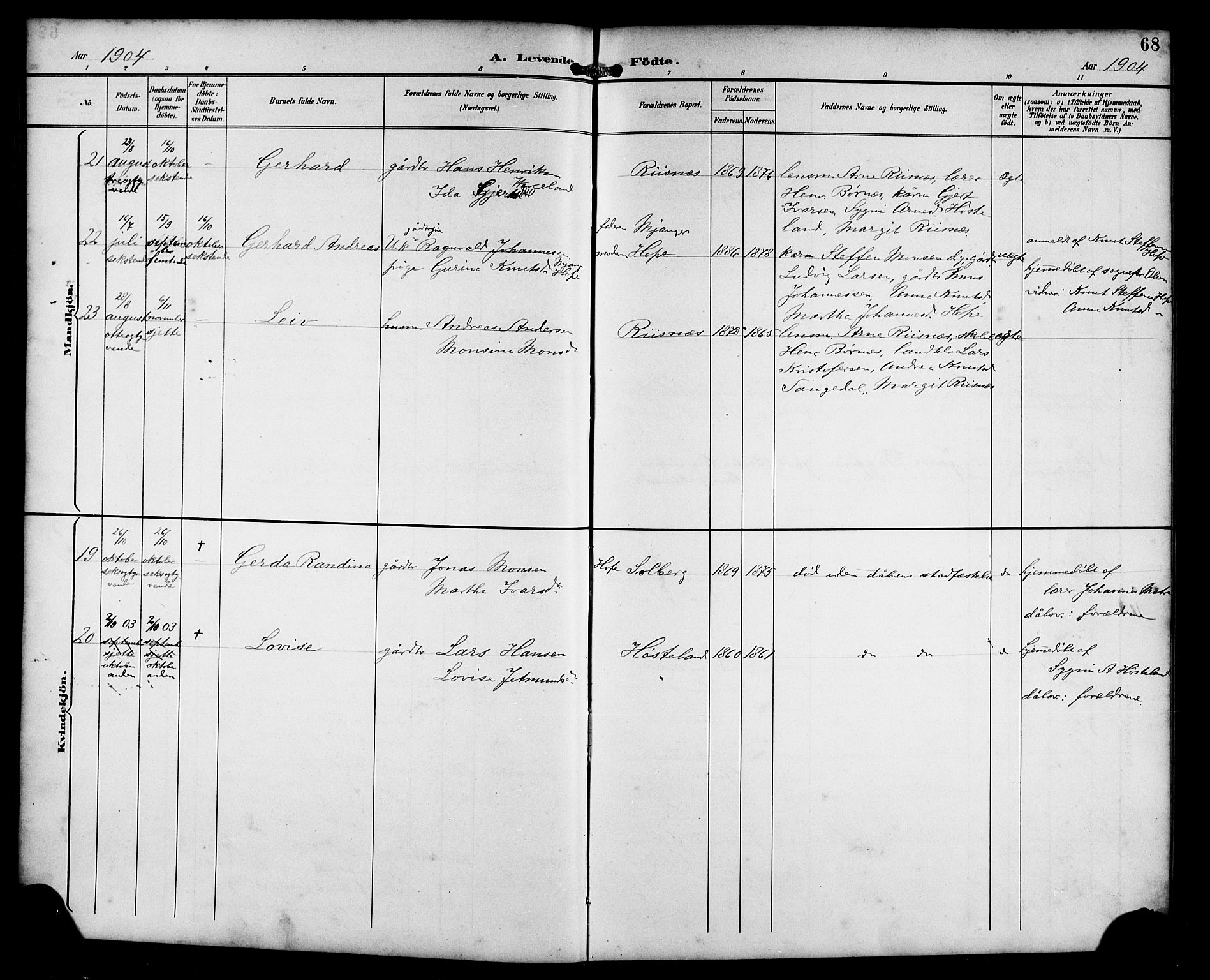 Masfjorden Sokneprestembete, AV/SAB-A-77001: Parish register (copy) no. B 1, 1892-1913, p. 68