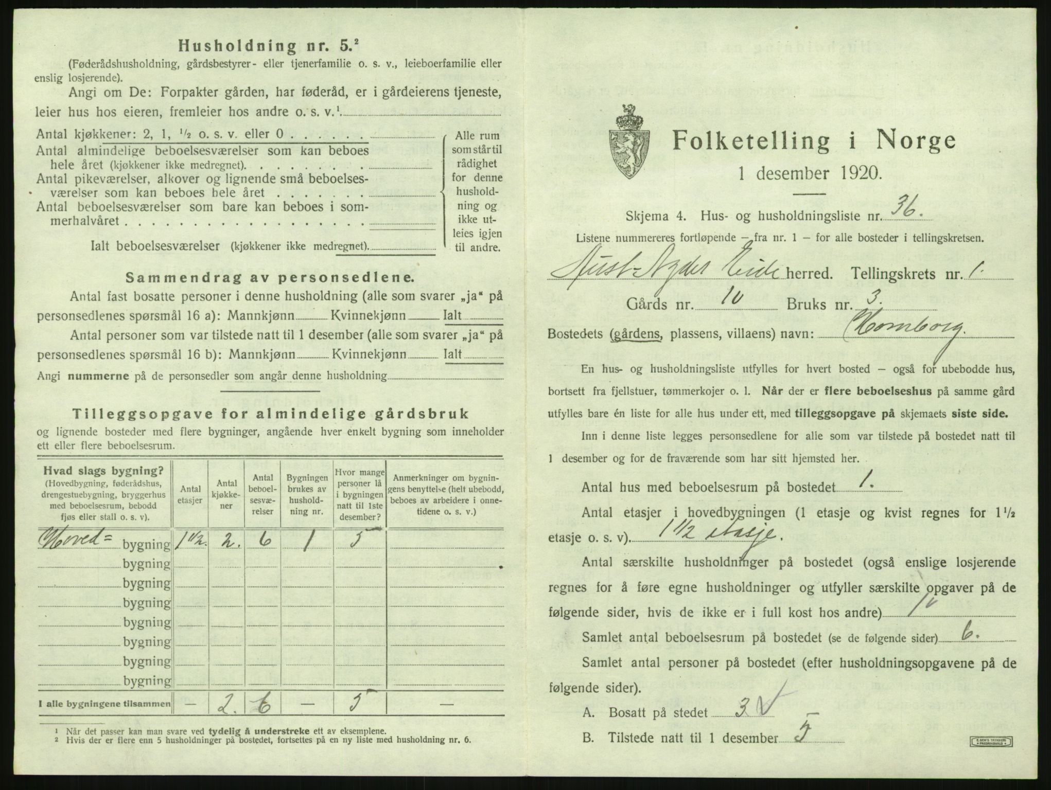 SAK, 1920 census for Eide, 1920, p. 98