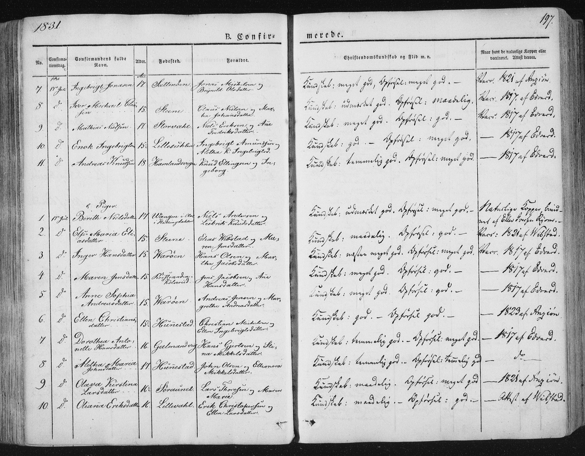 Ministerialprotokoller, klokkerbøker og fødselsregistre - Nord-Trøndelag, AV/SAT-A-1458/784/L0669: Parish register (official) no. 784A04, 1829-1859, p. 197