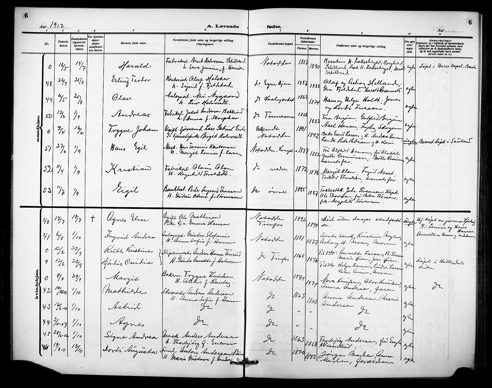 Notodden kirkebøker, AV/SAKO-A-290/G/Ga/L0001: Parish register (copy) no. 1, 1912-1923, p. 6