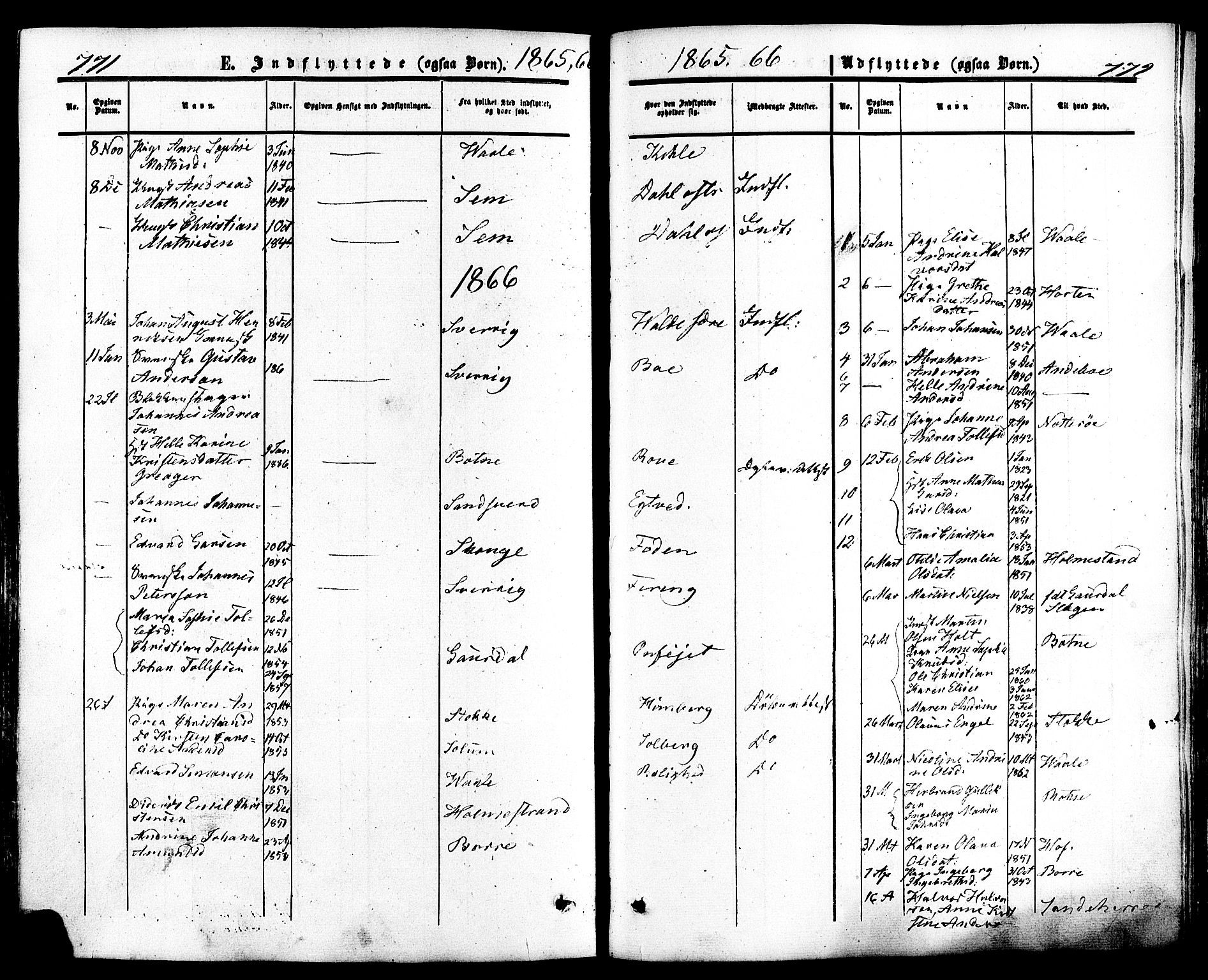 Ramnes kirkebøker, SAKO/A-314/F/Fa/L0006: Parish register (official) no. I 6, 1862-1877, p. 771-772