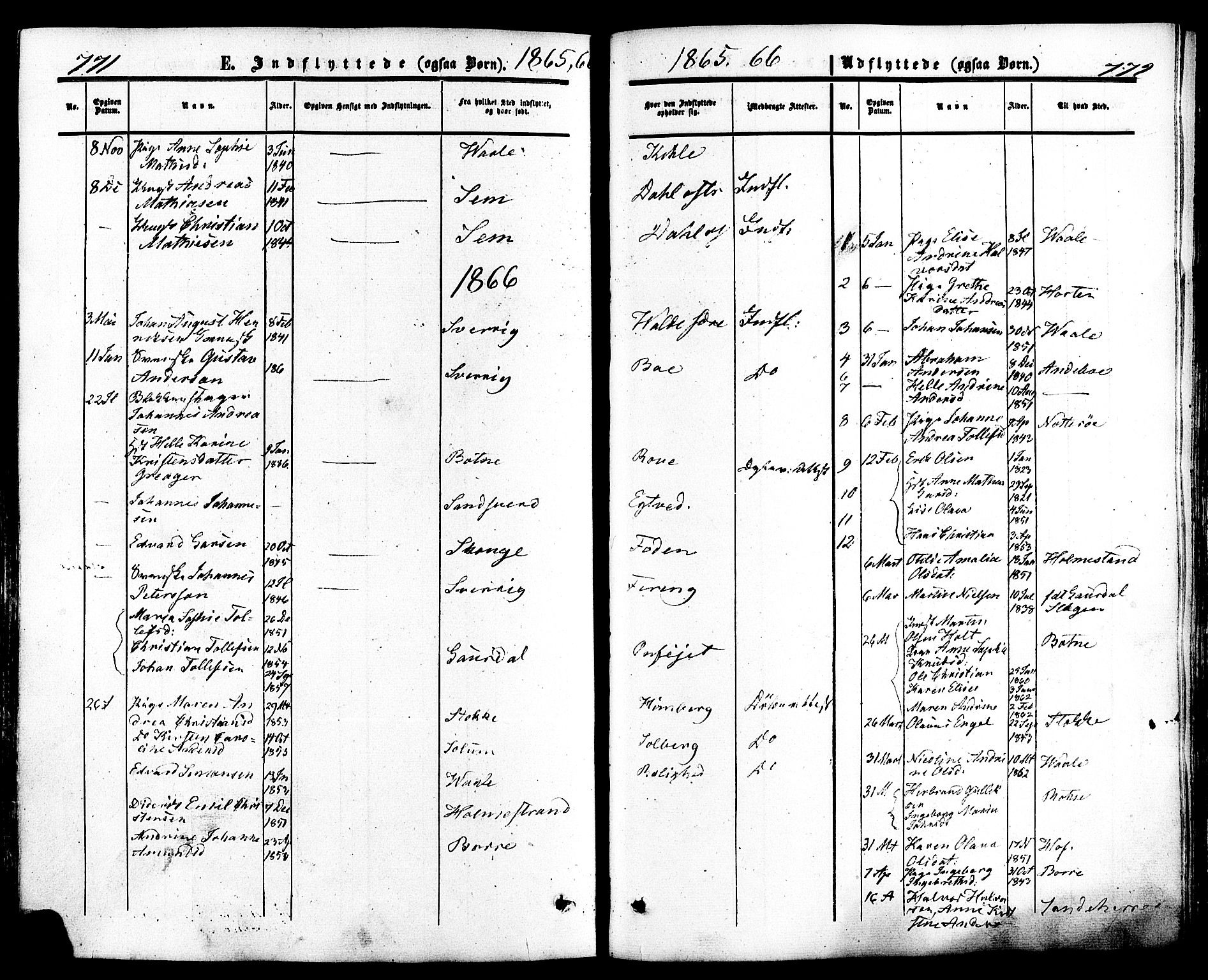 Ramnes kirkebøker, AV/SAKO-A-314/F/Fa/L0006: Parish register (official) no. I 6, 1862-1877, p. 771-772