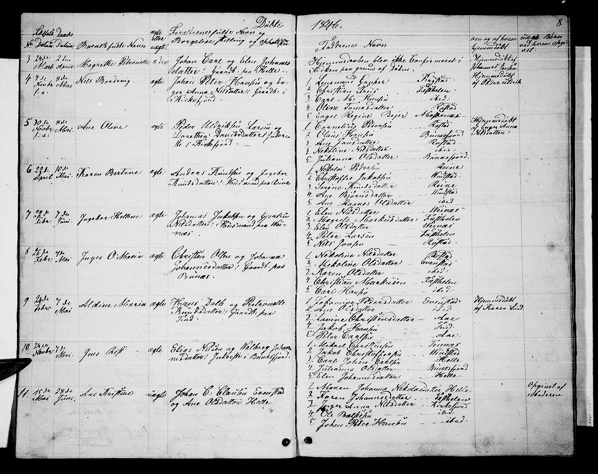 Ministerialprotokoller, klokkerbøker og fødselsregistre - Nordland, AV/SAT-A-1459/886/L1224: Parish register (copy) no. 886C01, 1843-1873, p. 8
