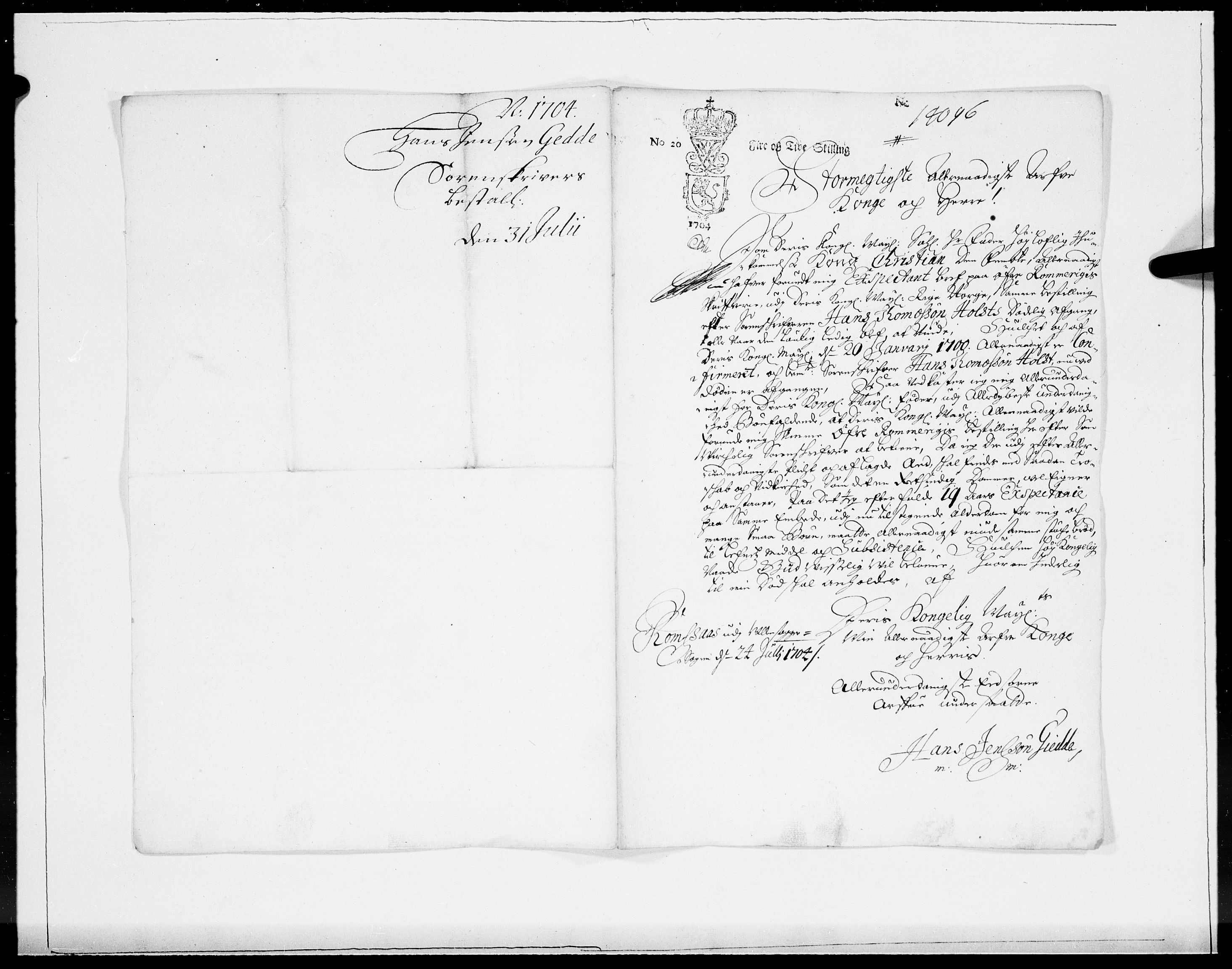 Danske Kanselli 1572-1799, AV/RA-EA-3023/F/Fc/Fcc/Fcca/L0057: Norske innlegg 1572-1799, 1704, p. 141