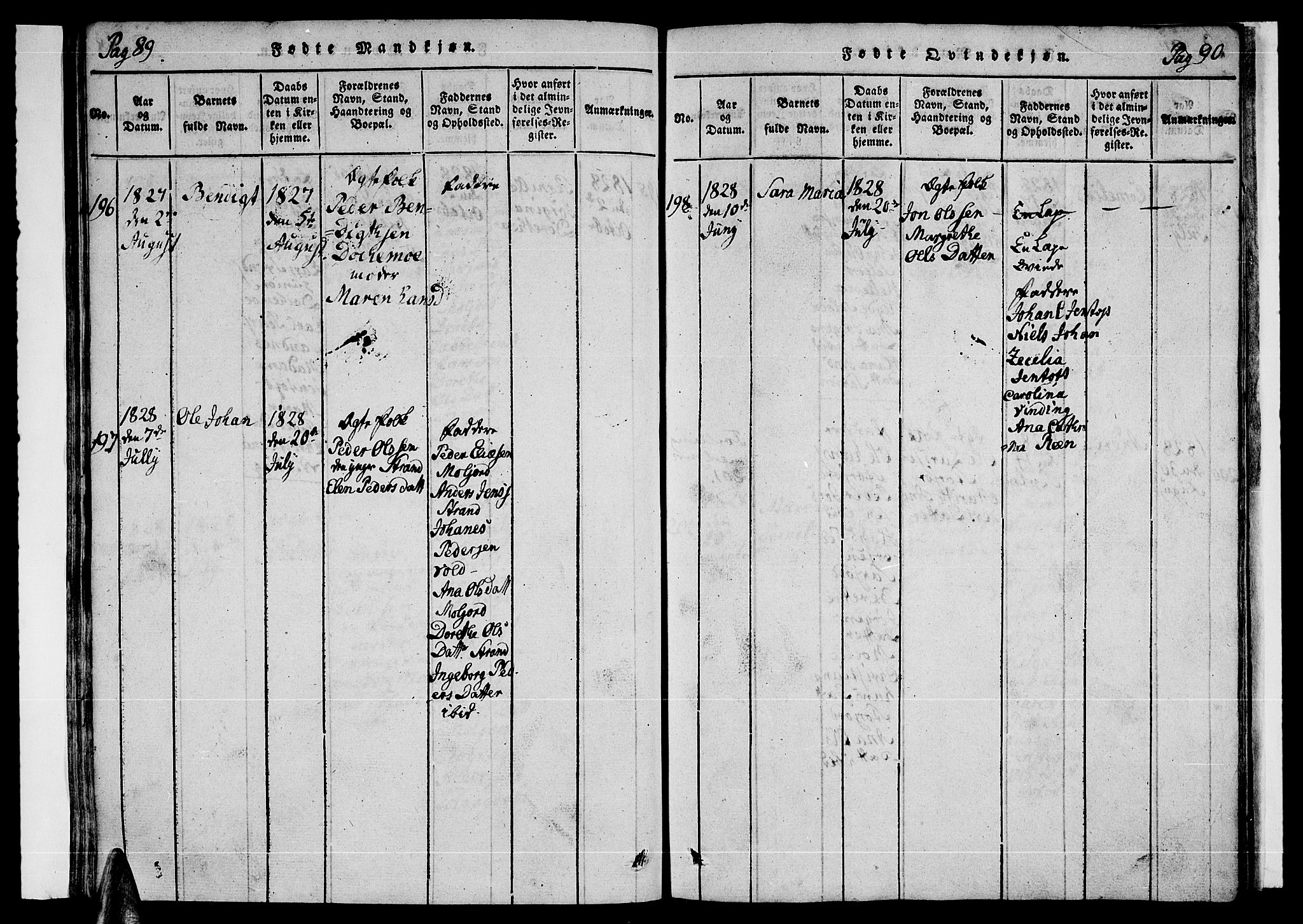 Ministerialprotokoller, klokkerbøker og fødselsregistre - Nordland, AV/SAT-A-1459/846/L0651: Parish register (copy) no. 846C01, 1821-1841, p. 89-90