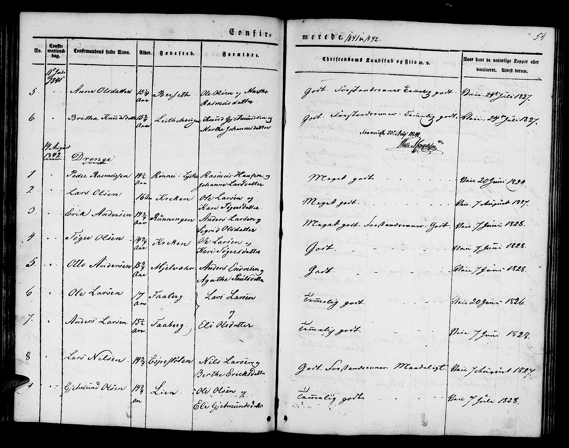 Jostedal sokneprestembete, AV/SAB-A-80601/H/Haa/Haaa/L0004: Parish register (official) no. A 4, 1837-1848, p. 54