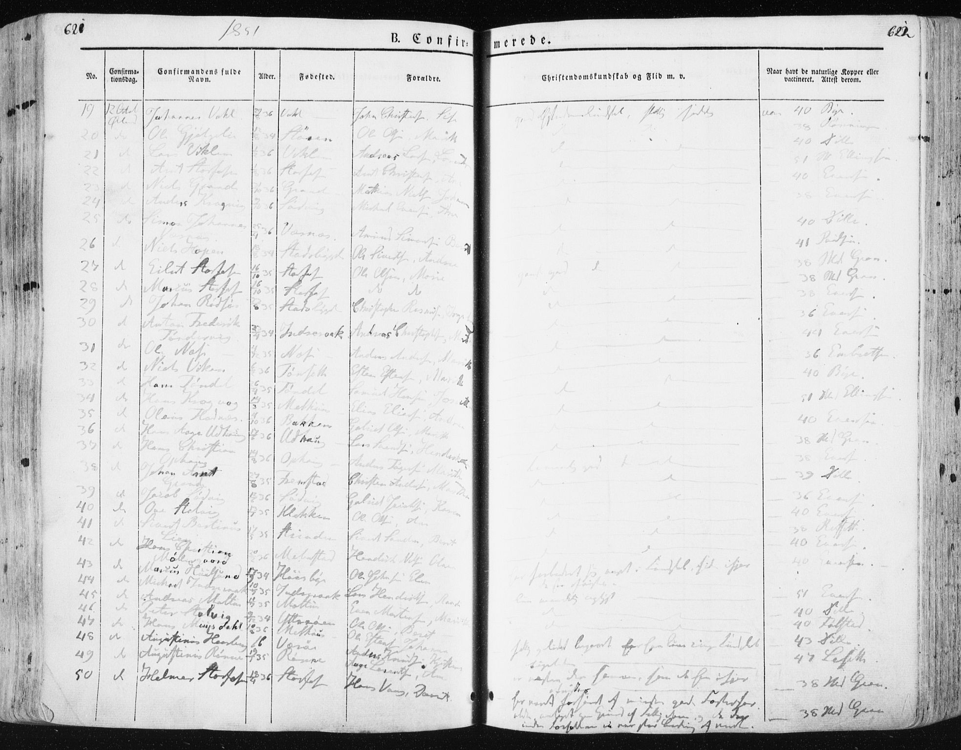Ministerialprotokoller, klokkerbøker og fødselsregistre - Sør-Trøndelag, SAT/A-1456/659/L0736: Parish register (official) no. 659A06, 1842-1856, p. 621-622