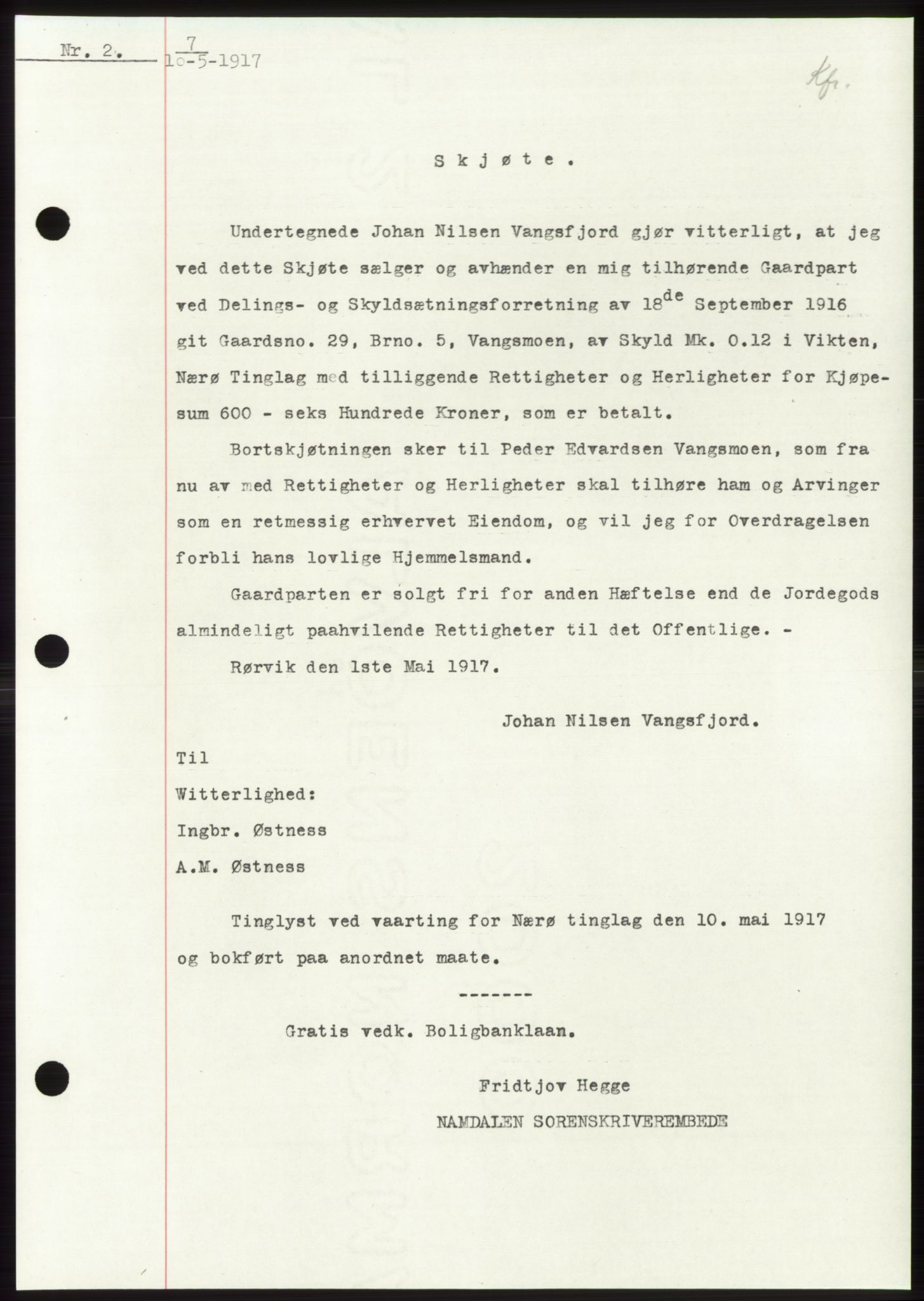Namdal sorenskriveri, SAT/A-4133/1/2/2C: Mortgage book no. -, 1916-1921, Deed date: 10.05.1917
