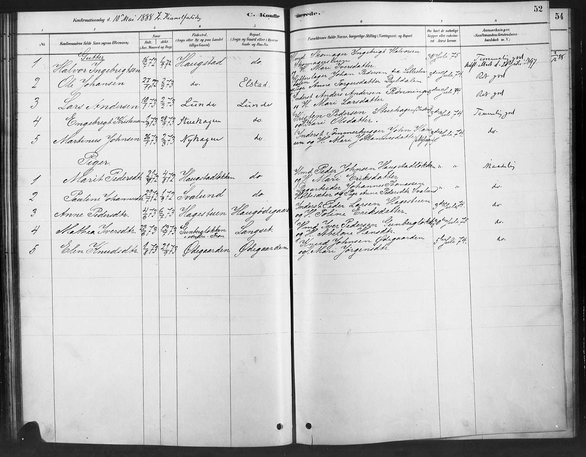 Ringebu prestekontor, SAH/PREST-082/H/Ha/Haa/L0010: Parish register (official) no. 10, 1878-1898, p. 52