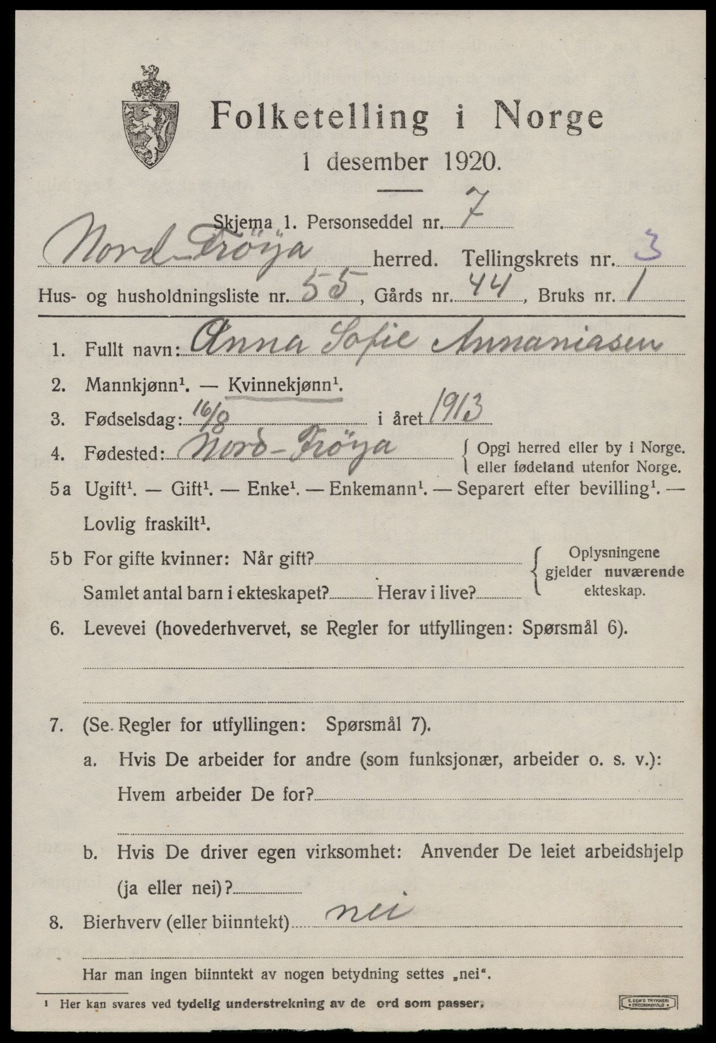 SAT, 1920 census for Nord-Frøya, 1920, p. 8121