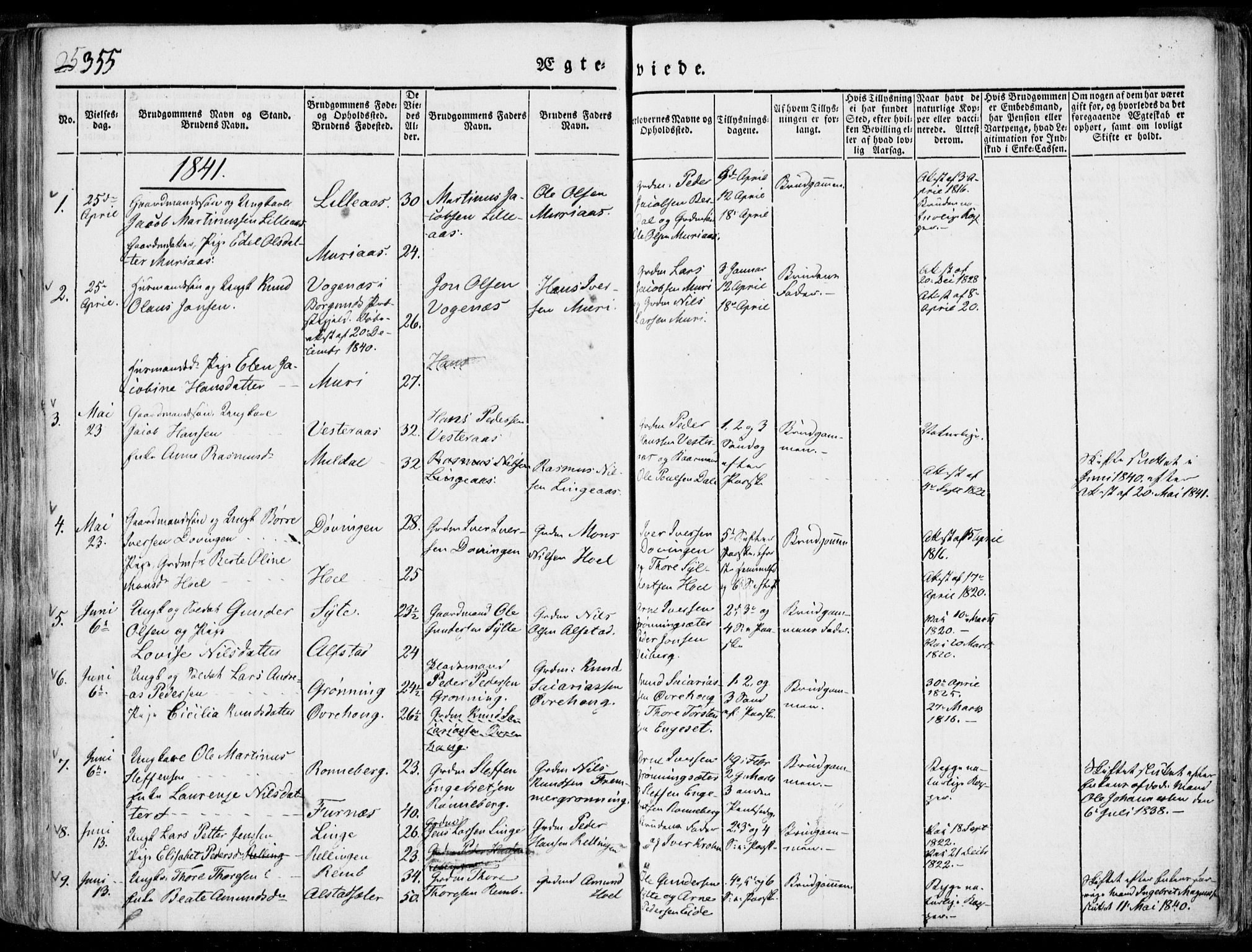 Ministerialprotokoller, klokkerbøker og fødselsregistre - Møre og Romsdal, SAT/A-1454/519/L0248: Parish register (official) no. 519A07, 1829-1860, p. 355b