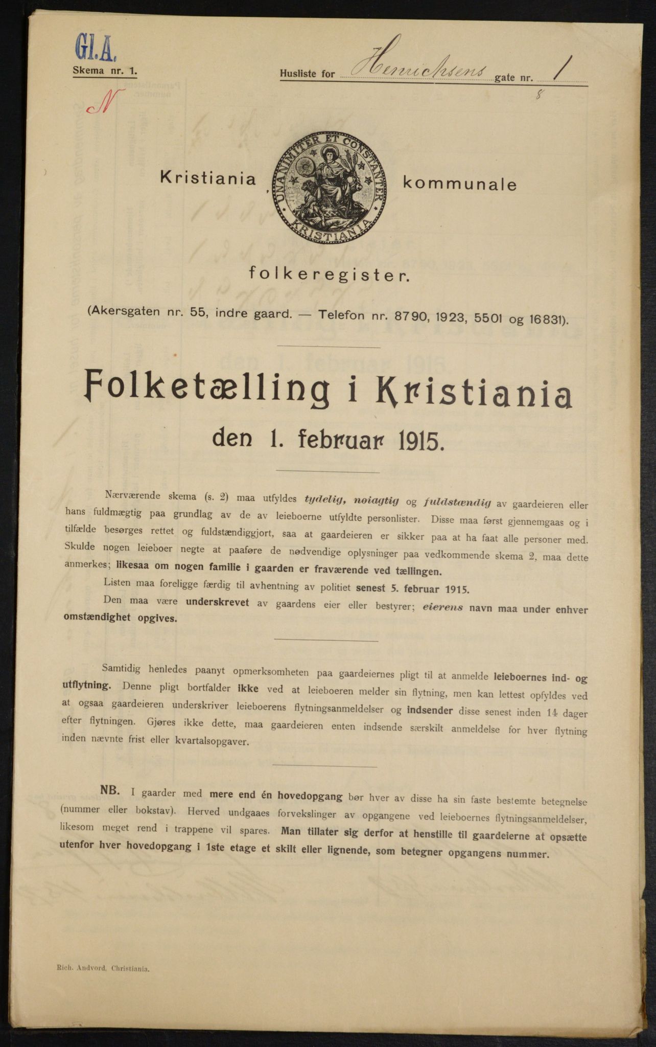 OBA, Municipal Census 1915 for Kristiania, 1915, p. 38061