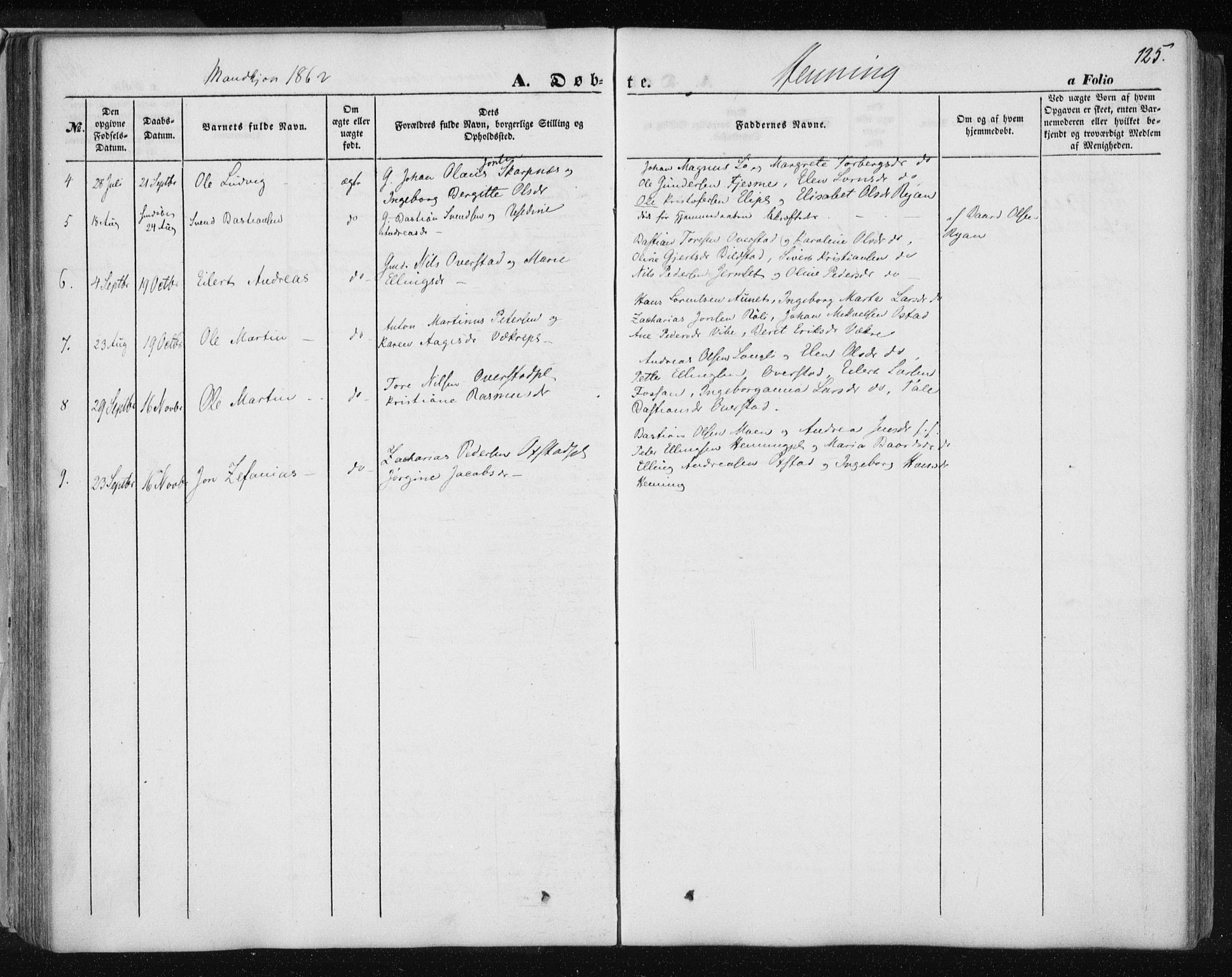 Ministerialprotokoller, klokkerbøker og fødselsregistre - Nord-Trøndelag, SAT/A-1458/735/L0342: Parish register (official) no. 735A07 /3, 1849-1862, p. 125