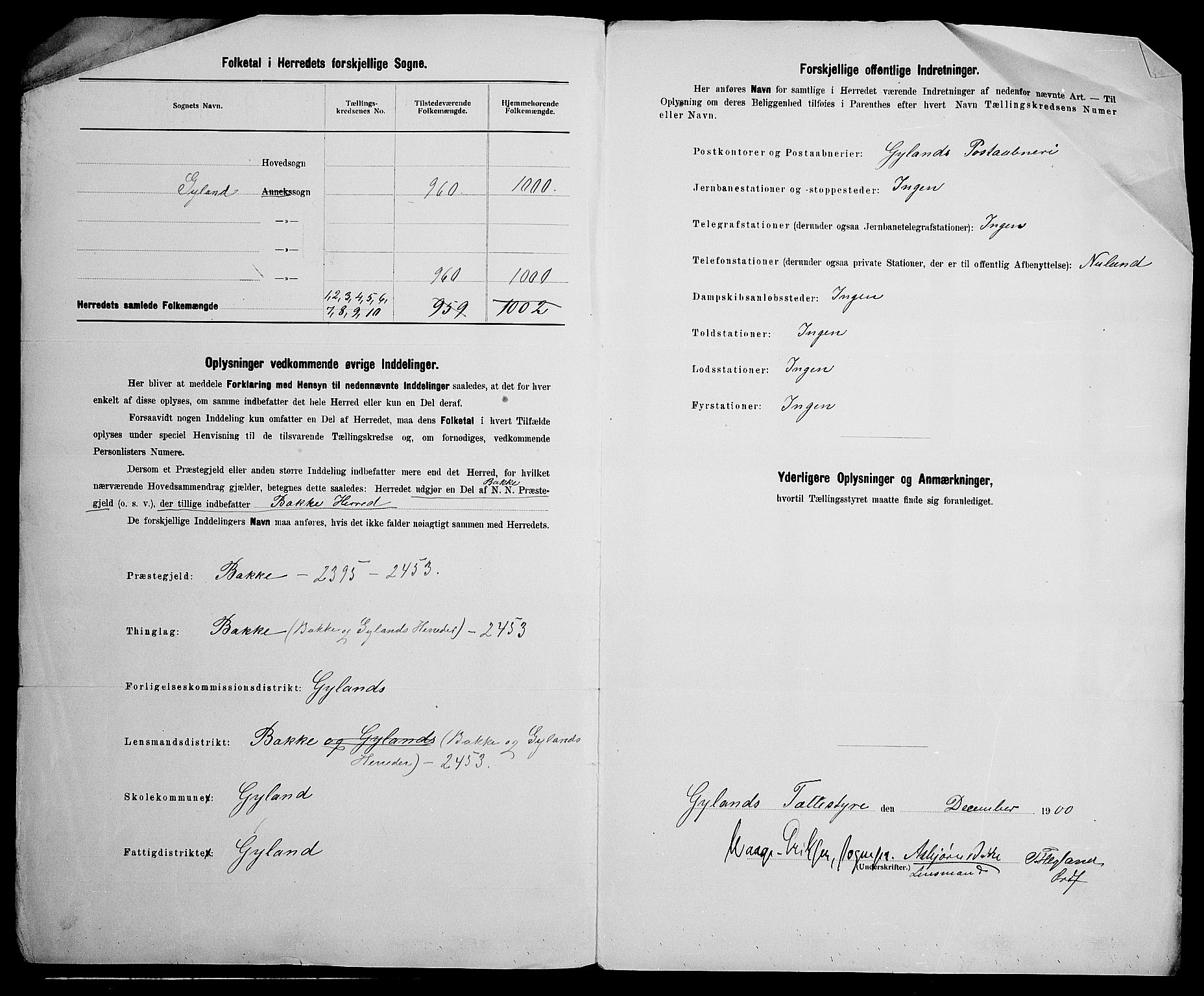 SAK, 1900 census for Gyland, 1900, p. 3