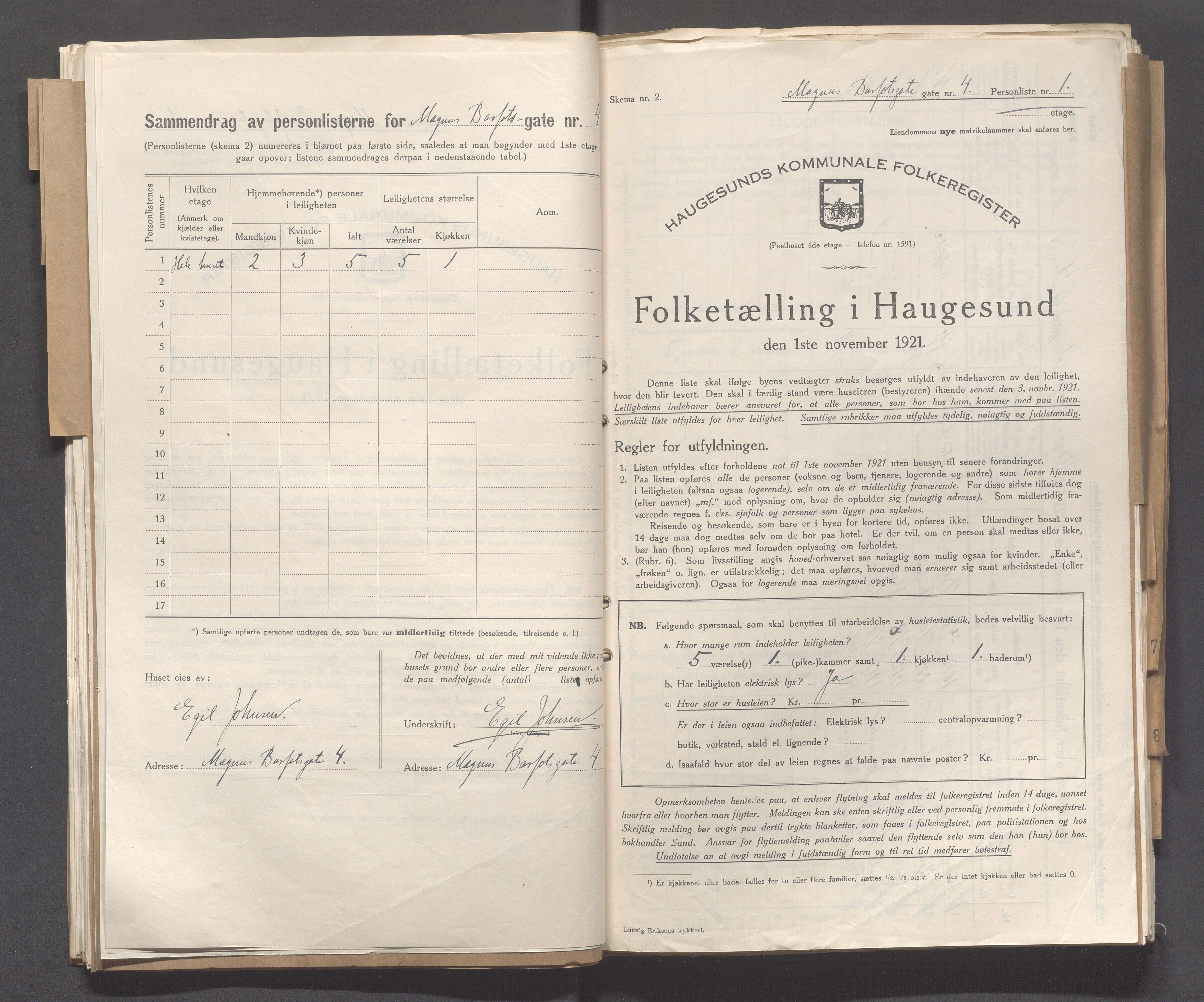 IKAR, Local census 1.11.1921 for Haugesund, 1921, p. 3053