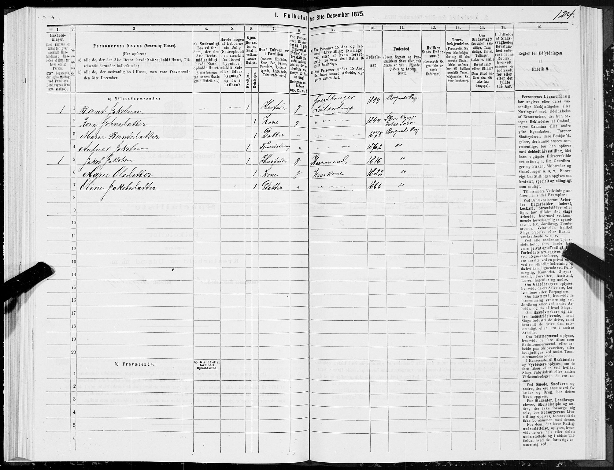 SAT, 1875 census for 1531P Borgund, 1875, p. 6124