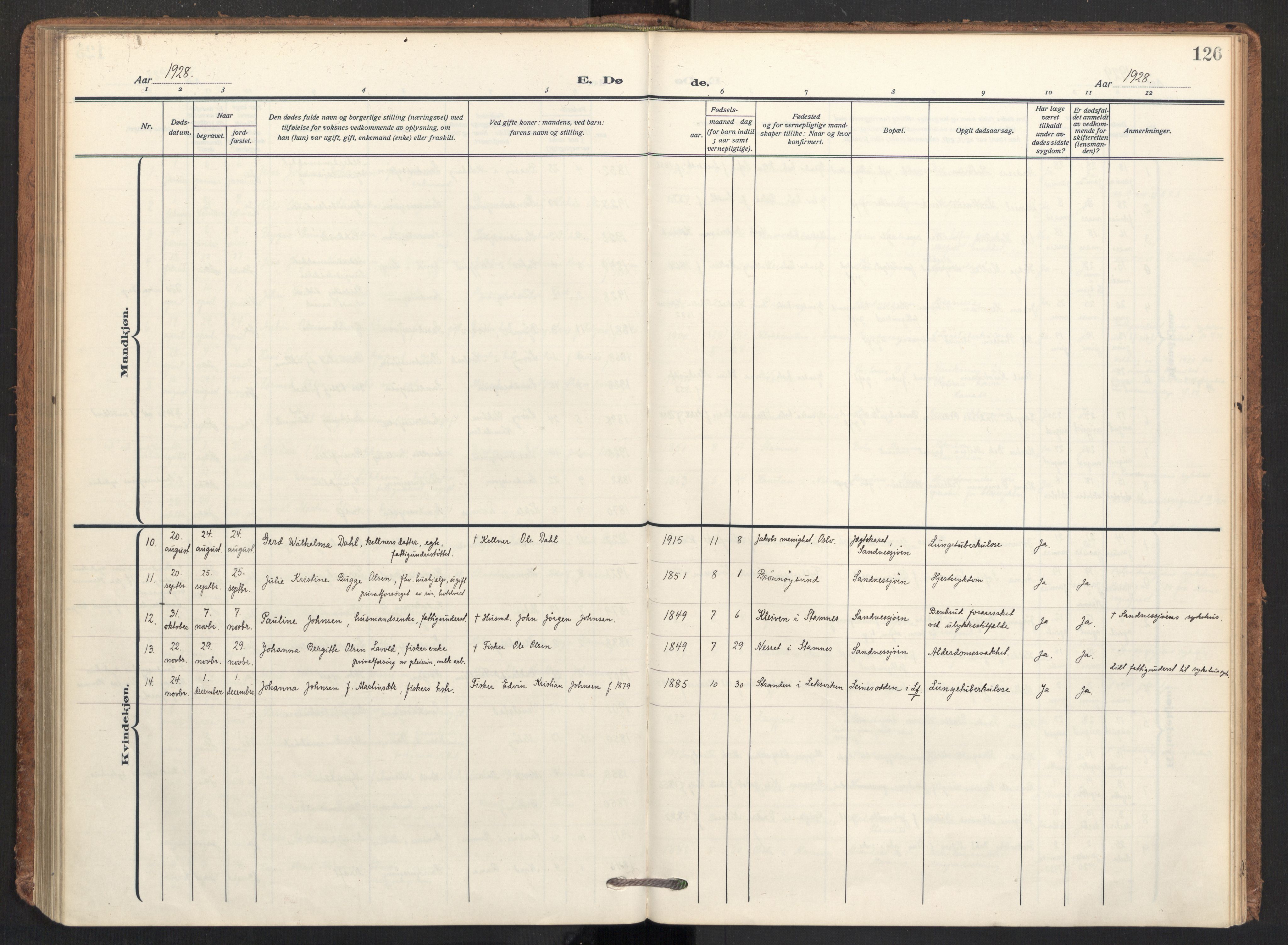 Ministerialprotokoller, klokkerbøker og fødselsregistre - Nordland, AV/SAT-A-1459/831/L0473: Parish register (official) no. 831A04, 1909-1934, p. 126