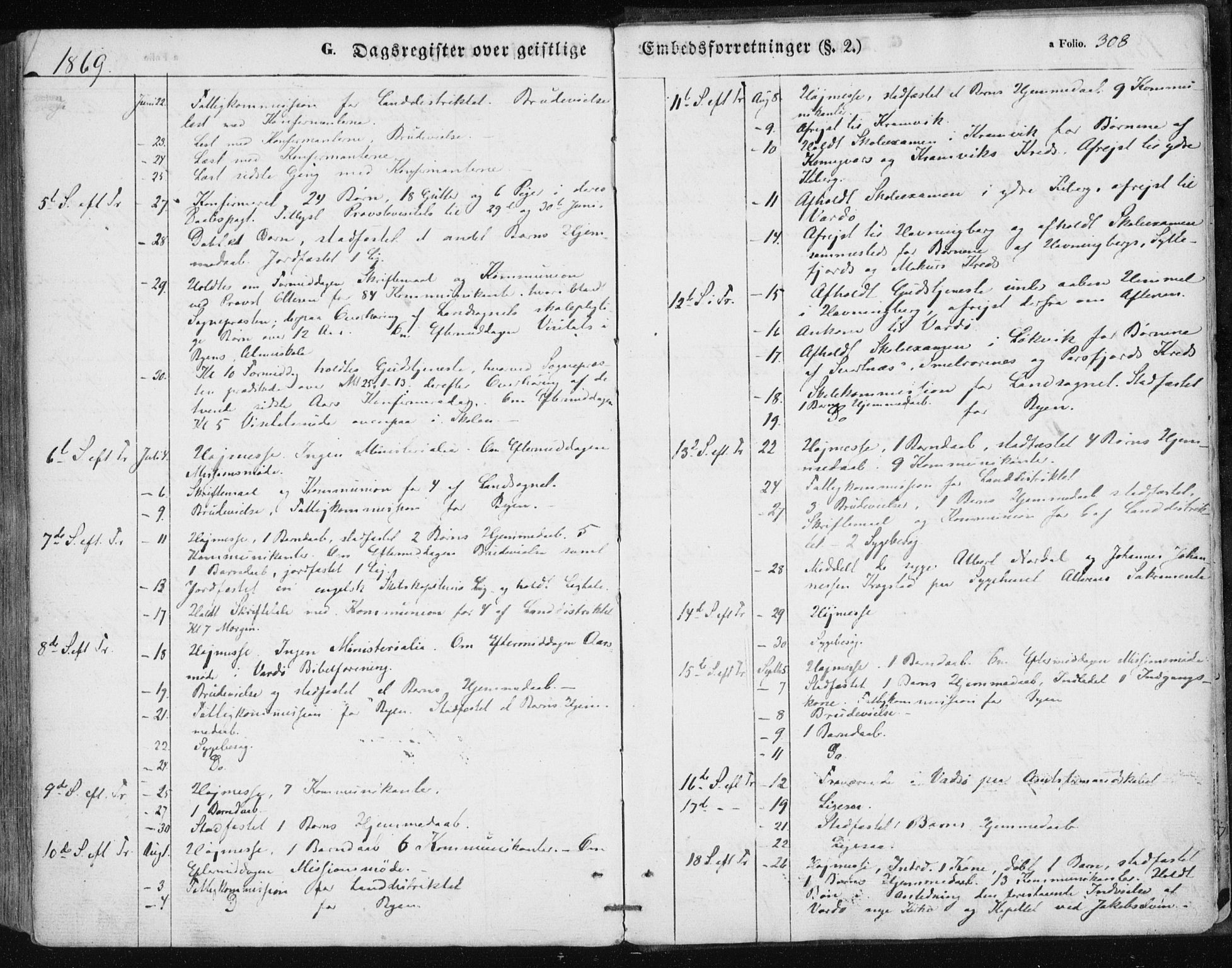Vardø sokneprestkontor, SATØ/S-1332/H/Ha/L0004kirke: Parish register (official) no. 4, 1862-1871, p. 308