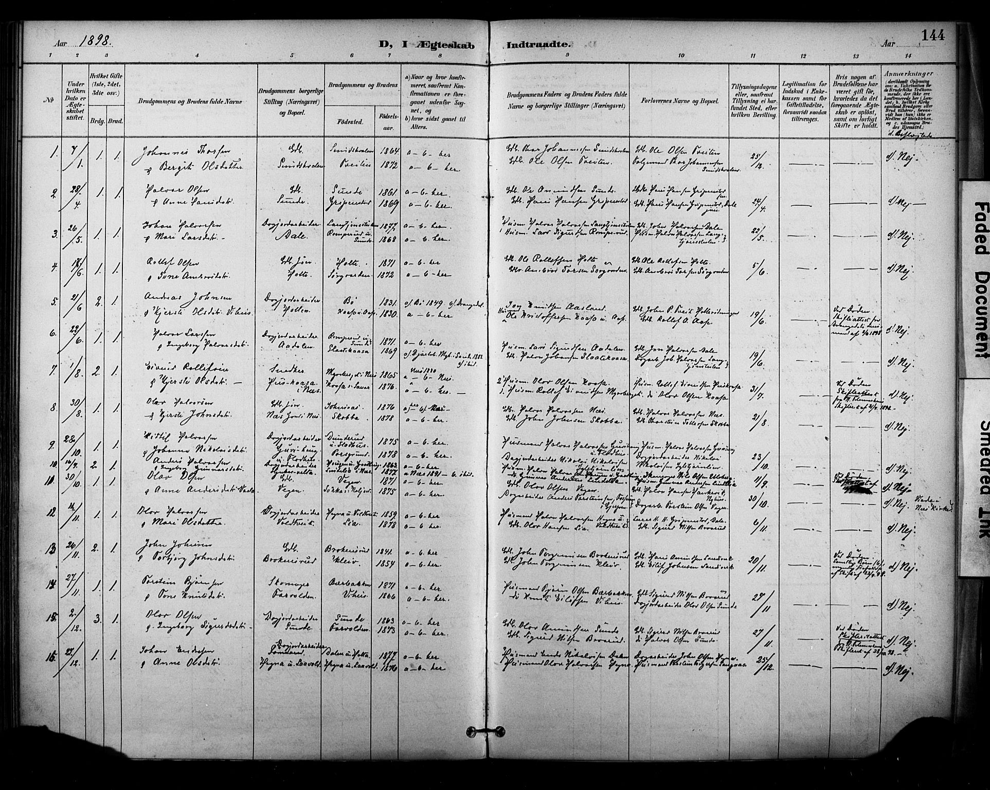 Sauherad kirkebøker, SAKO/A-298/F/Fa/L0009: Parish register (official) no. I 9, 1887-1912, p. 144