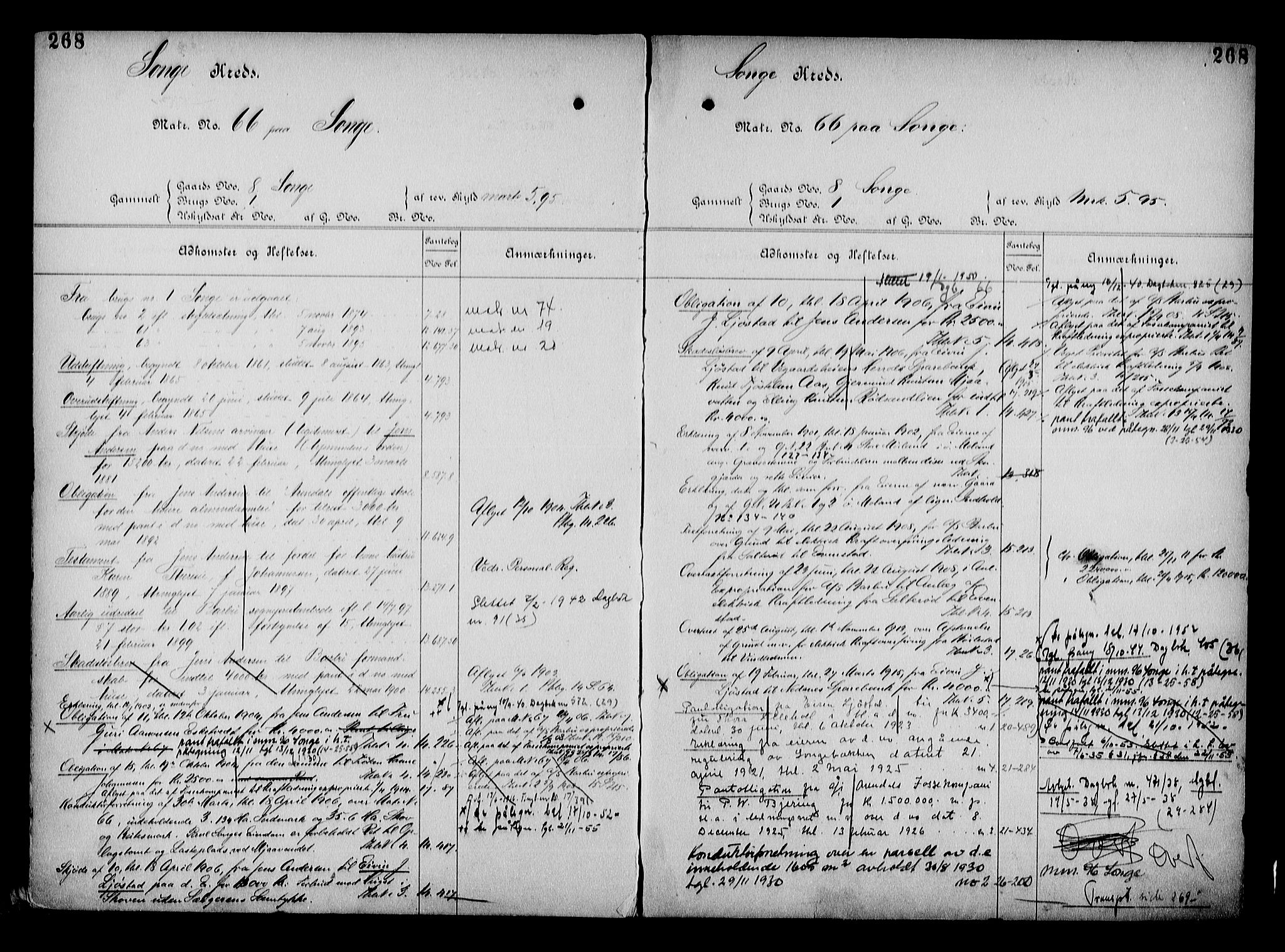 Arendal byfogd, AV/SAK-1222-0001/G/Ga/L0015: Mortgage register no. 13, 1860-1960, p. 268