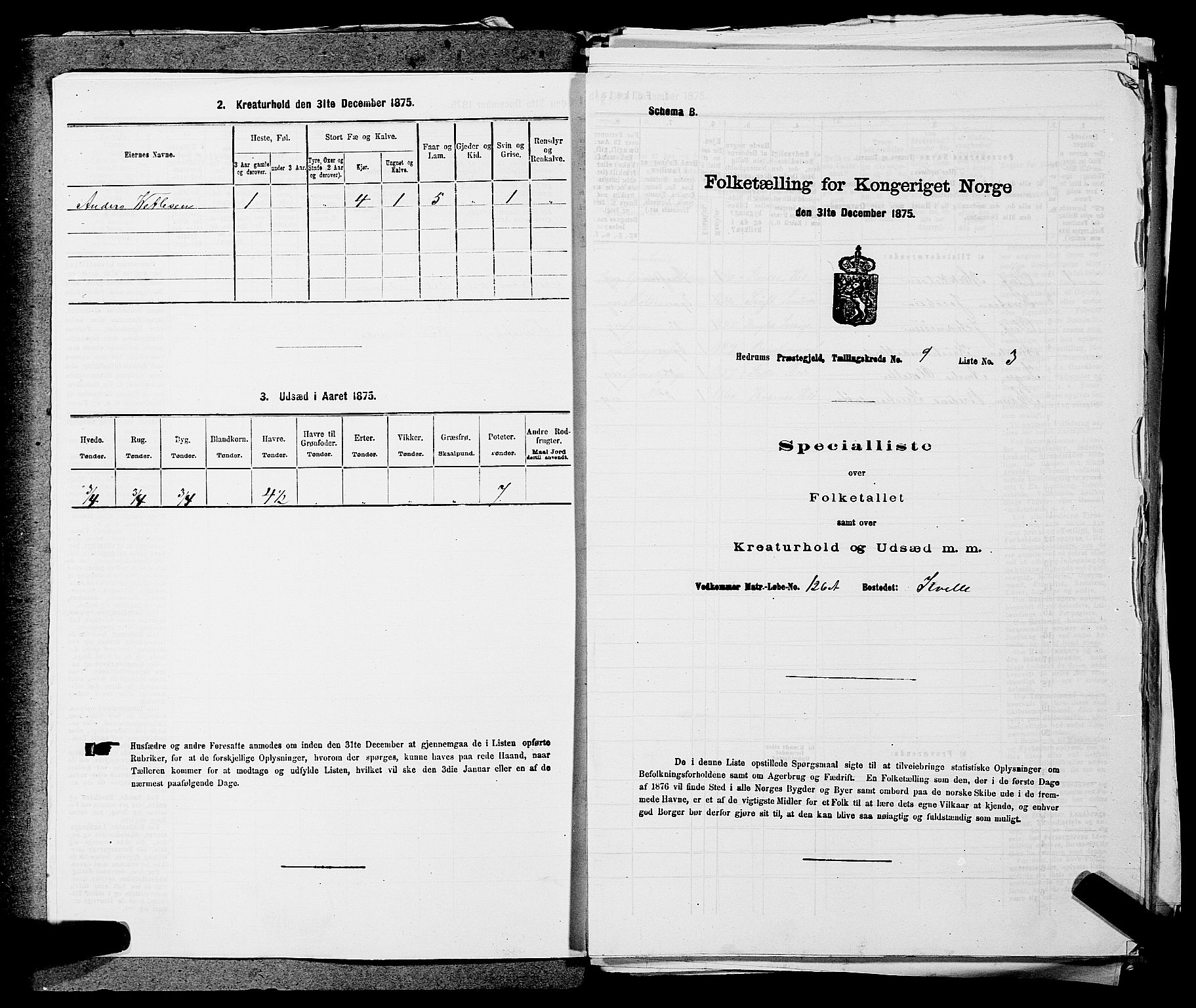 SAKO, 1875 census for 0727P Hedrum, 1875, p. 842