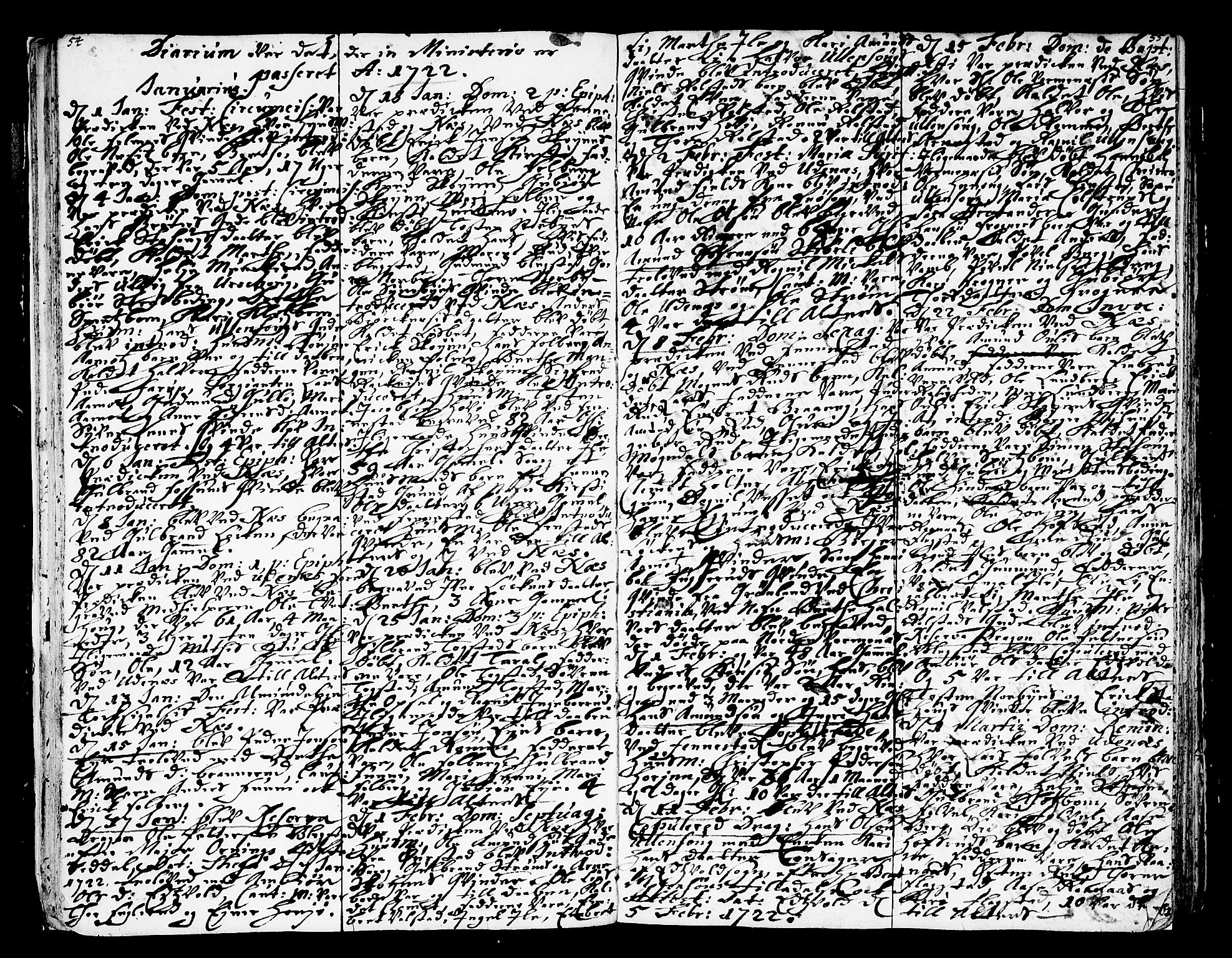 Nes prestekontor Kirkebøker, SAO/A-10410/F/Fa/L0002: Parish register (official) no. I 2, 1717-1734, p. 54-55
