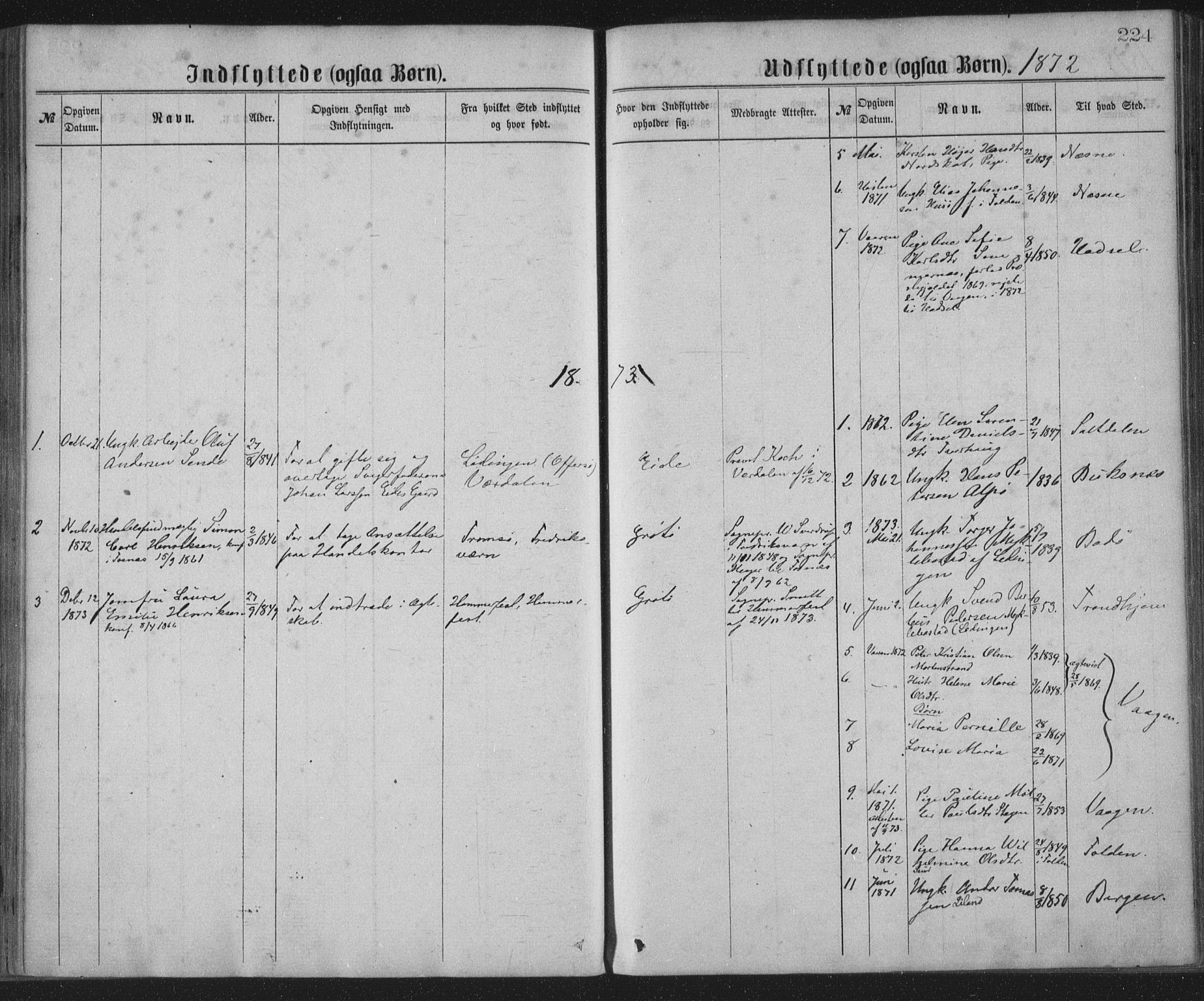 Ministerialprotokoller, klokkerbøker og fødselsregistre - Nordland, AV/SAT-A-1459/855/L0801: Parish register (official) no. 855A09, 1864-1874, p. 224