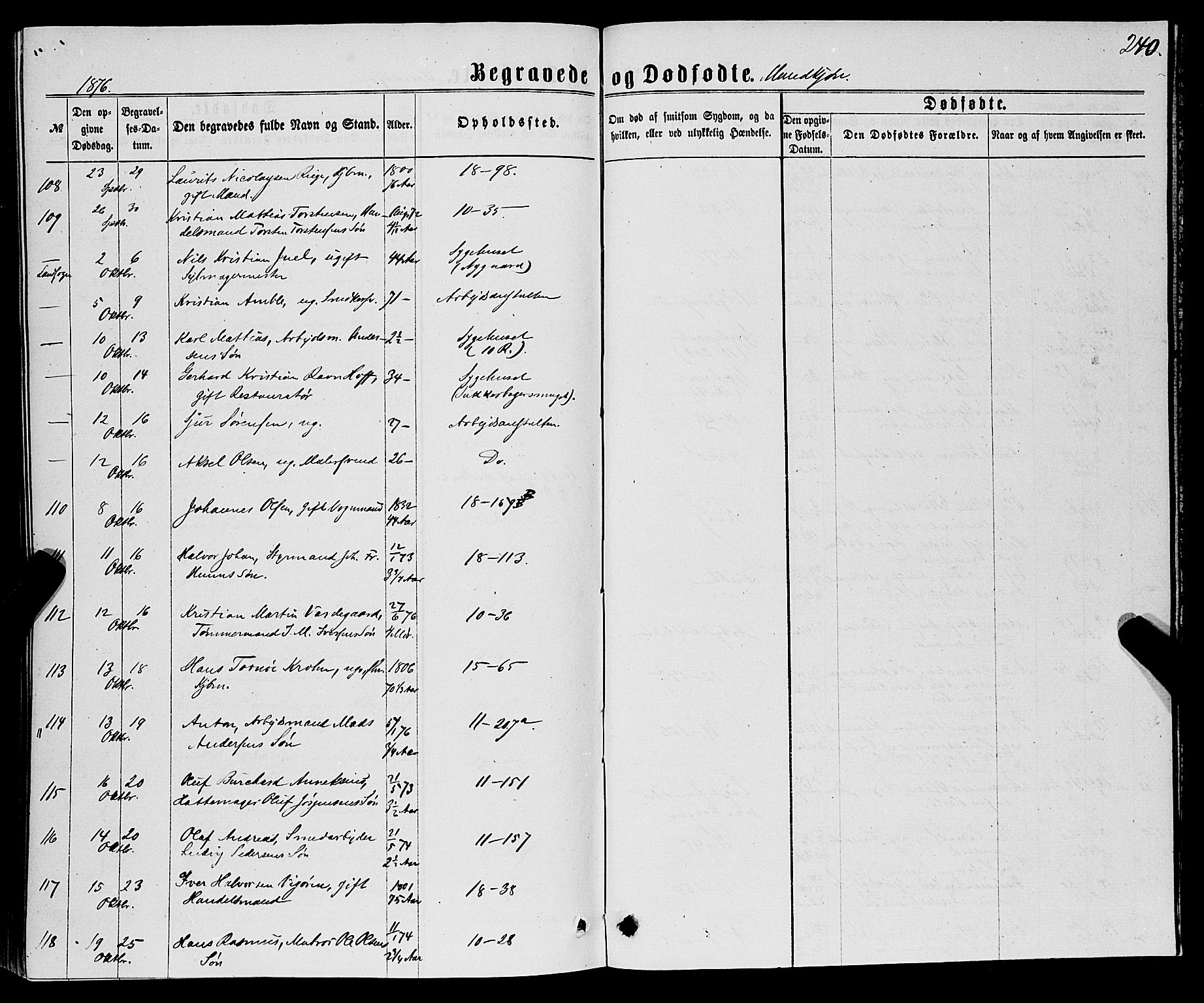 Domkirken sokneprestembete, AV/SAB-A-74801/H/Haa/L0042: Parish register (official) no. E 3, 1863-1876, p. 240