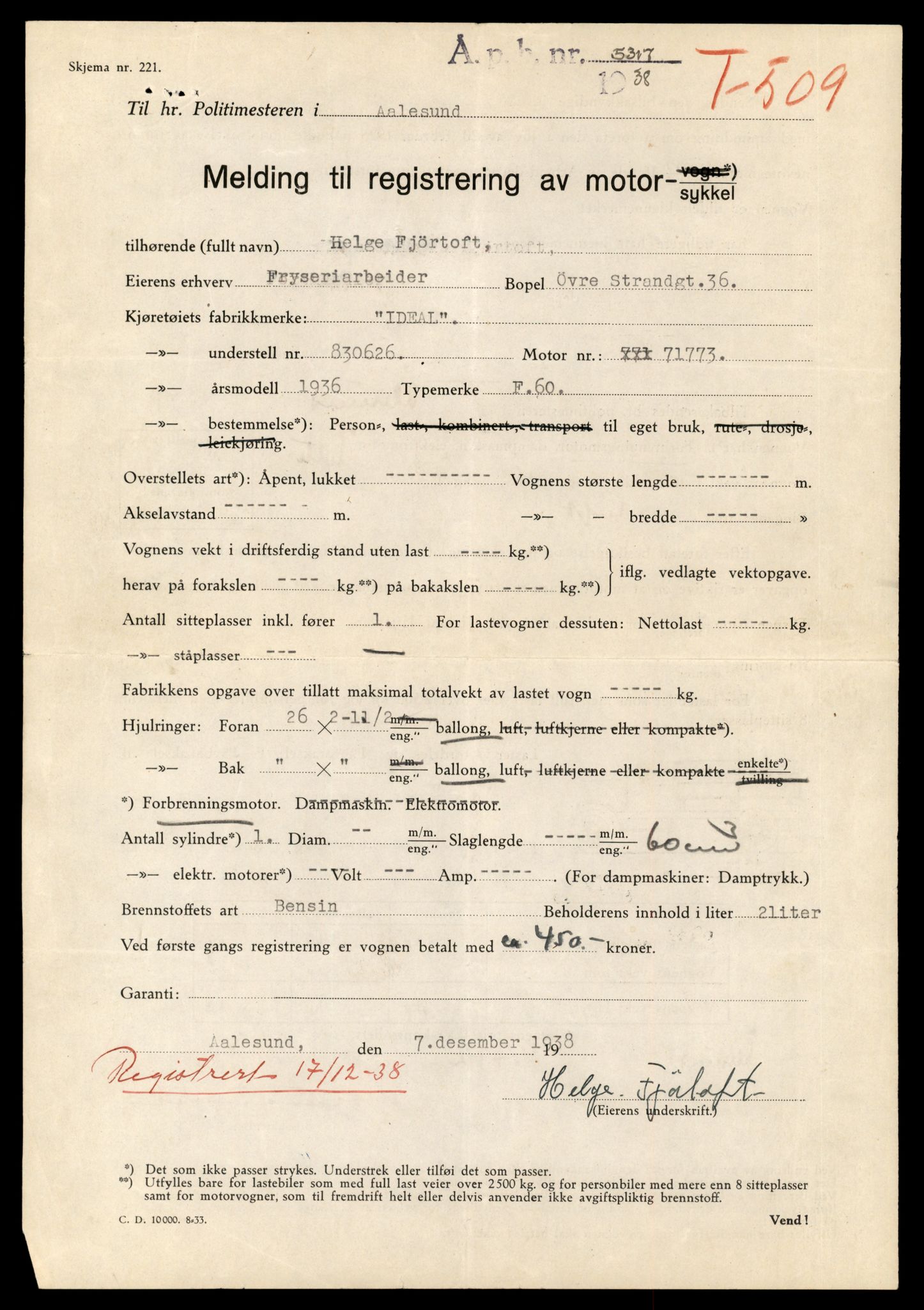 Møre og Romsdal vegkontor - Ålesund trafikkstasjon, AV/SAT-A-4099/F/Fe/L0029: Registreringskort for kjøretøy T 11430 - T 11619, 1927-1998, p. 1612