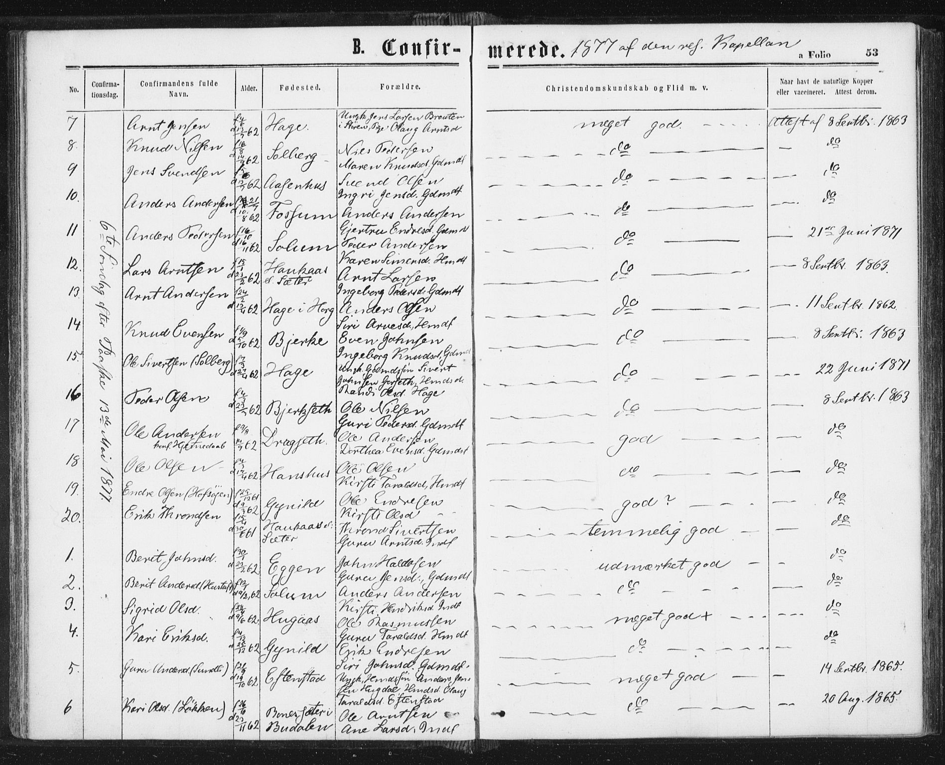 Ministerialprotokoller, klokkerbøker og fødselsregistre - Sør-Trøndelag, SAT/A-1456/689/L1039: Parish register (official) no. 689A04, 1865-1878, p. 53