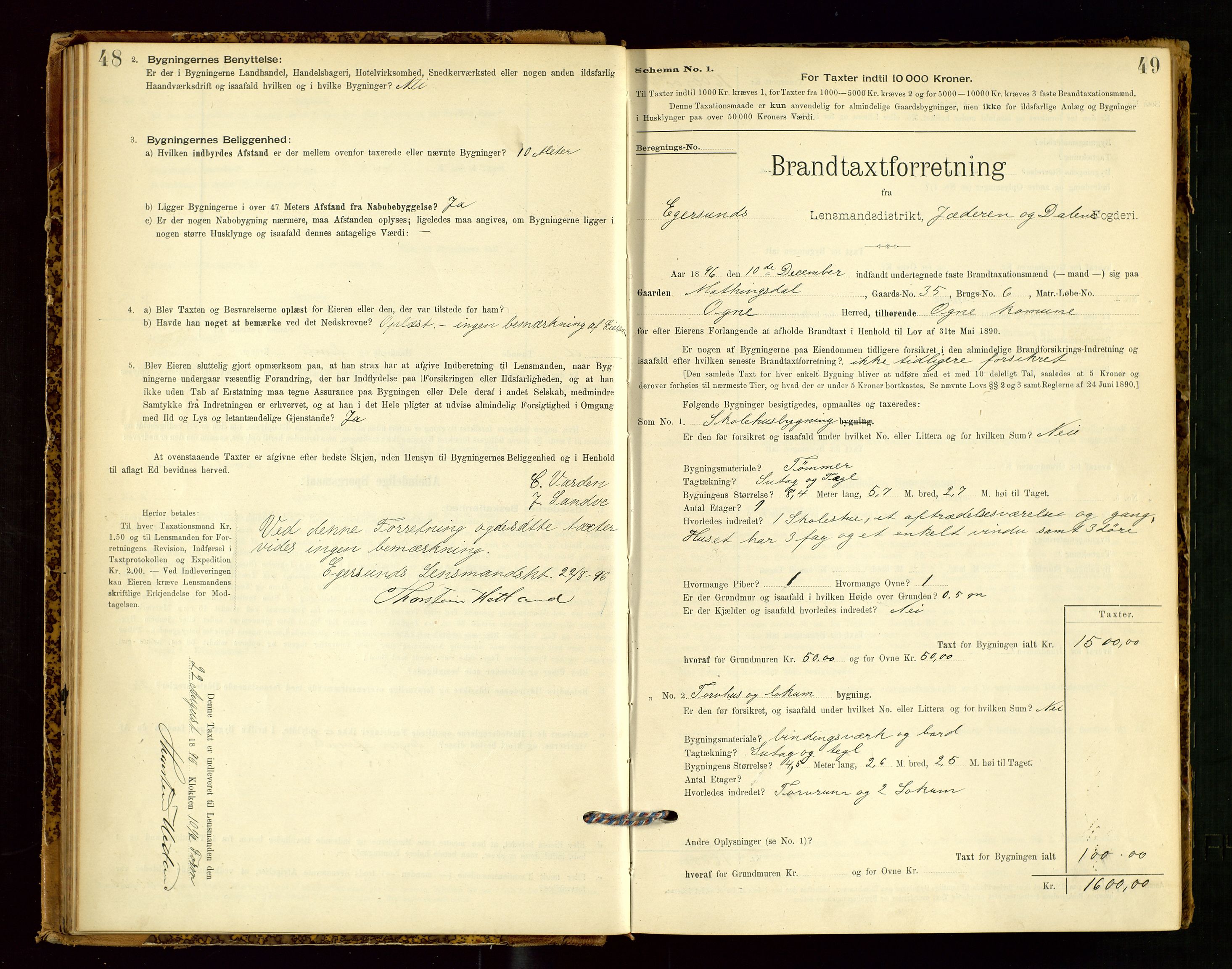 Eigersund lensmannskontor, AV/SAST-A-100171/Gob/L0001: Skjemaprotokoll, 1894-1909, p. 48-49