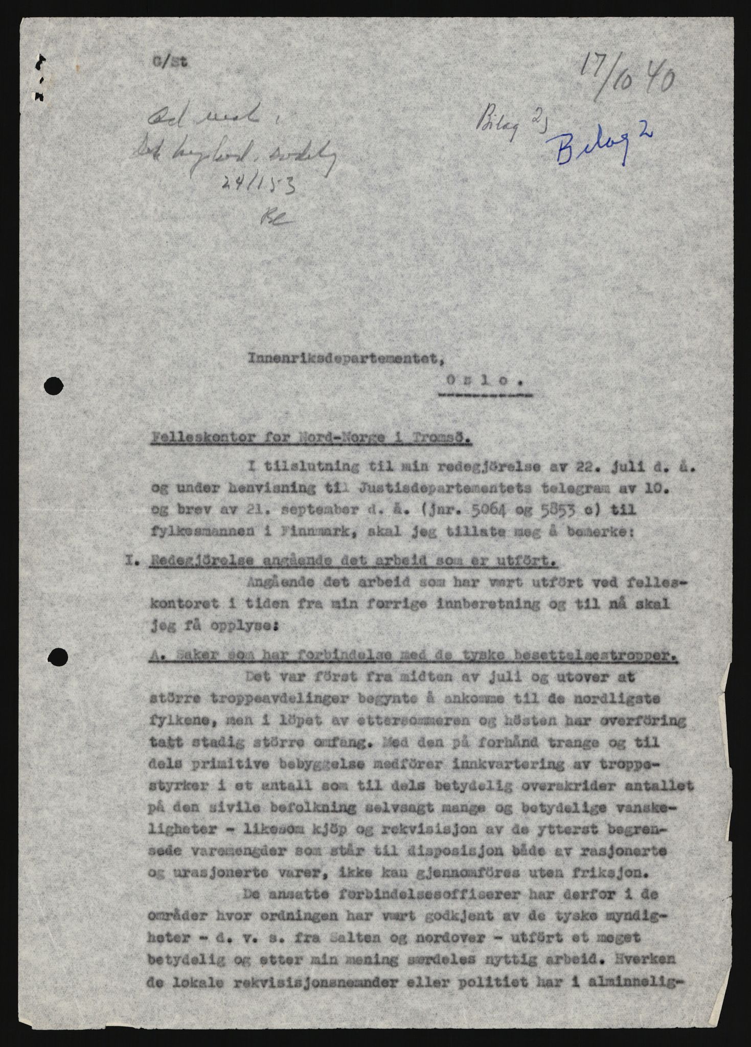 Forsvaret, Forsvarets krigshistoriske avdeling, RA/RAFA-2017/Y/Yb/L0158: II-C-11-699  -  Administrasjonen av Nord-Norge, 1940, p. 10