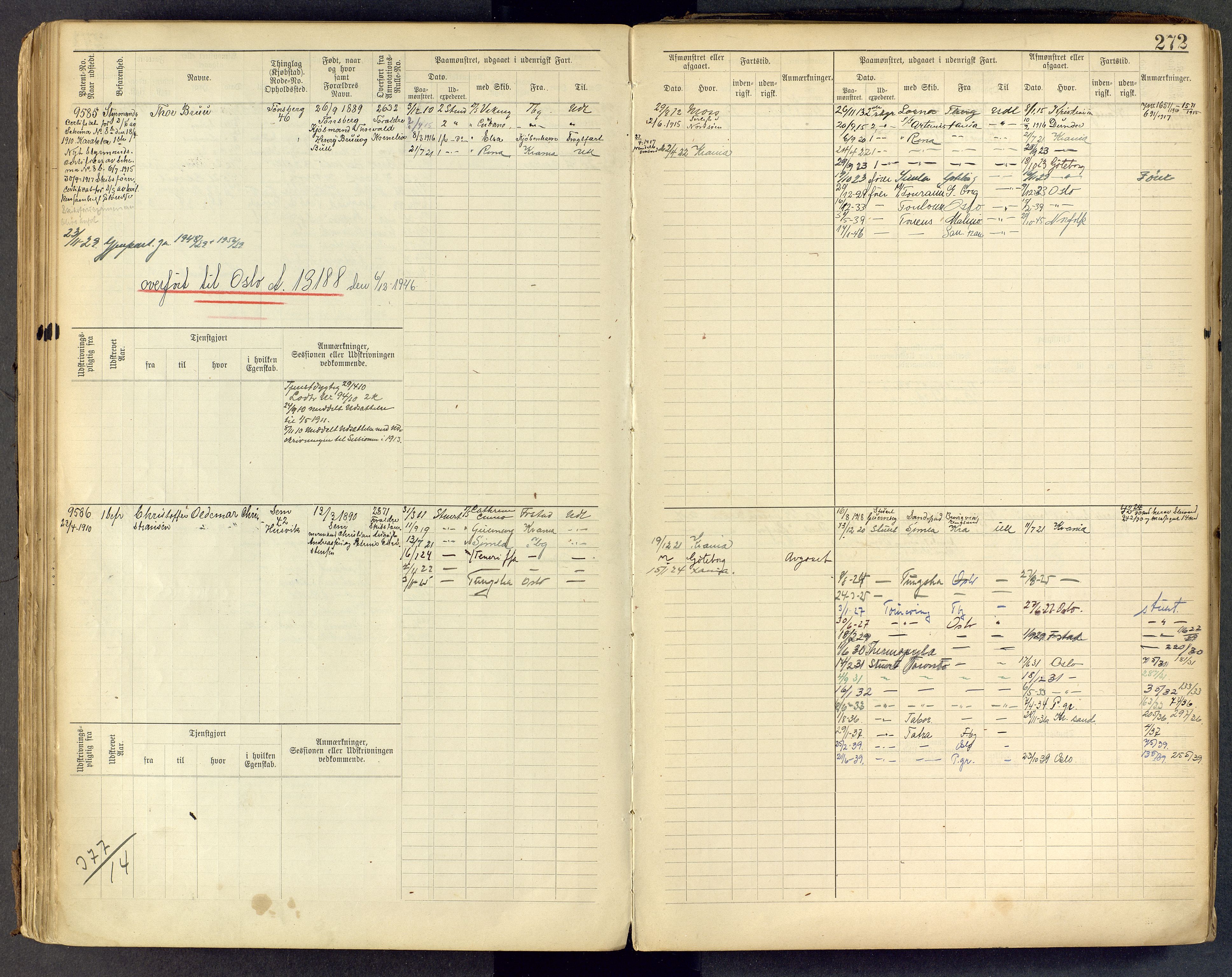 Tønsberg innrulleringskontor, AV/SAKO-A-786/F/Fc/Fcb/L0009: Hovedrulle Patent nr. 9043-9992, 1900-1921, p. 272