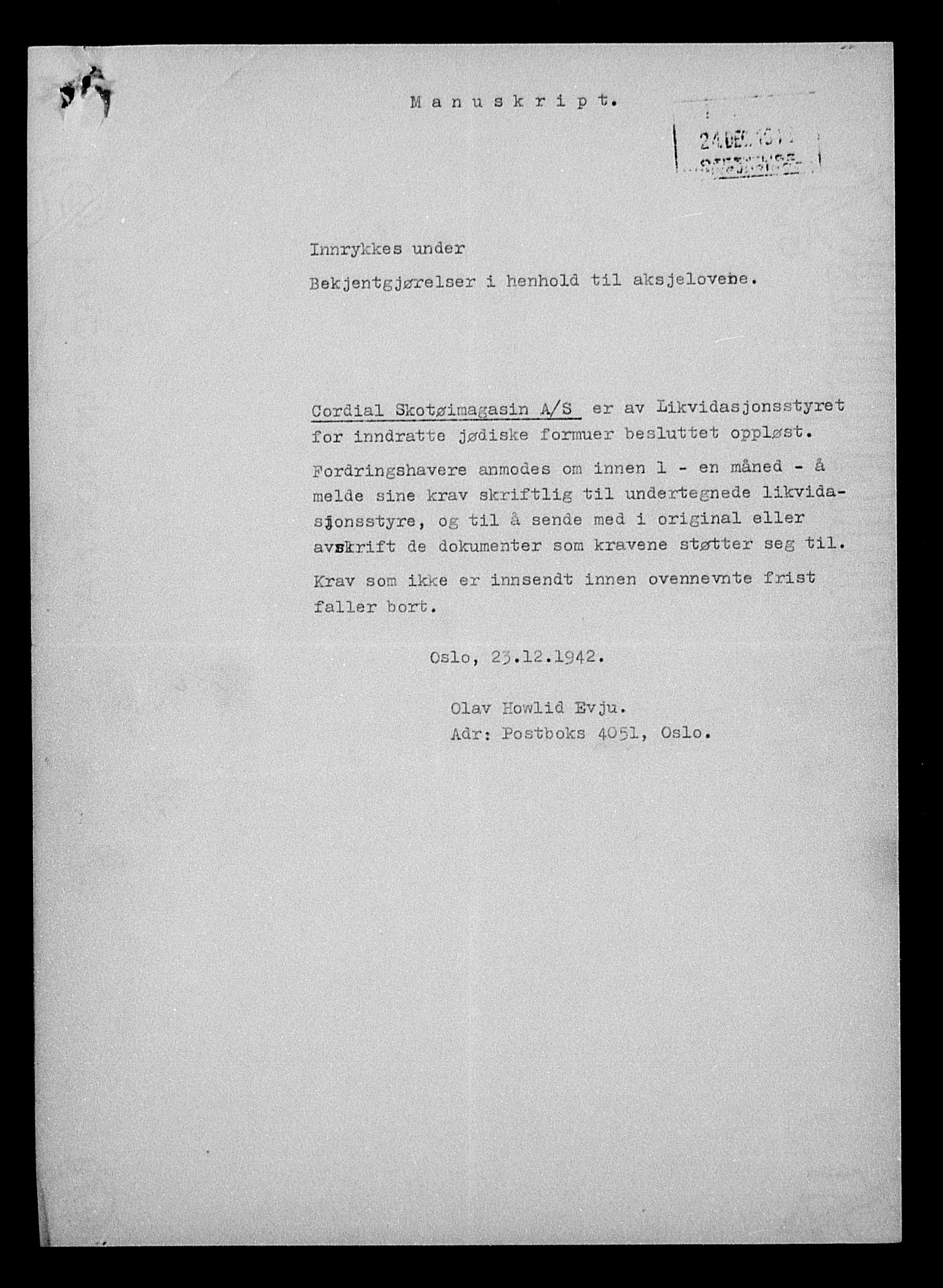 Justisdepartementet, Tilbakeføringskontoret for inndratte formuer, AV/RA-S-1564/H/Hc/Hcc/L0929: --, 1945-1947, p. 204