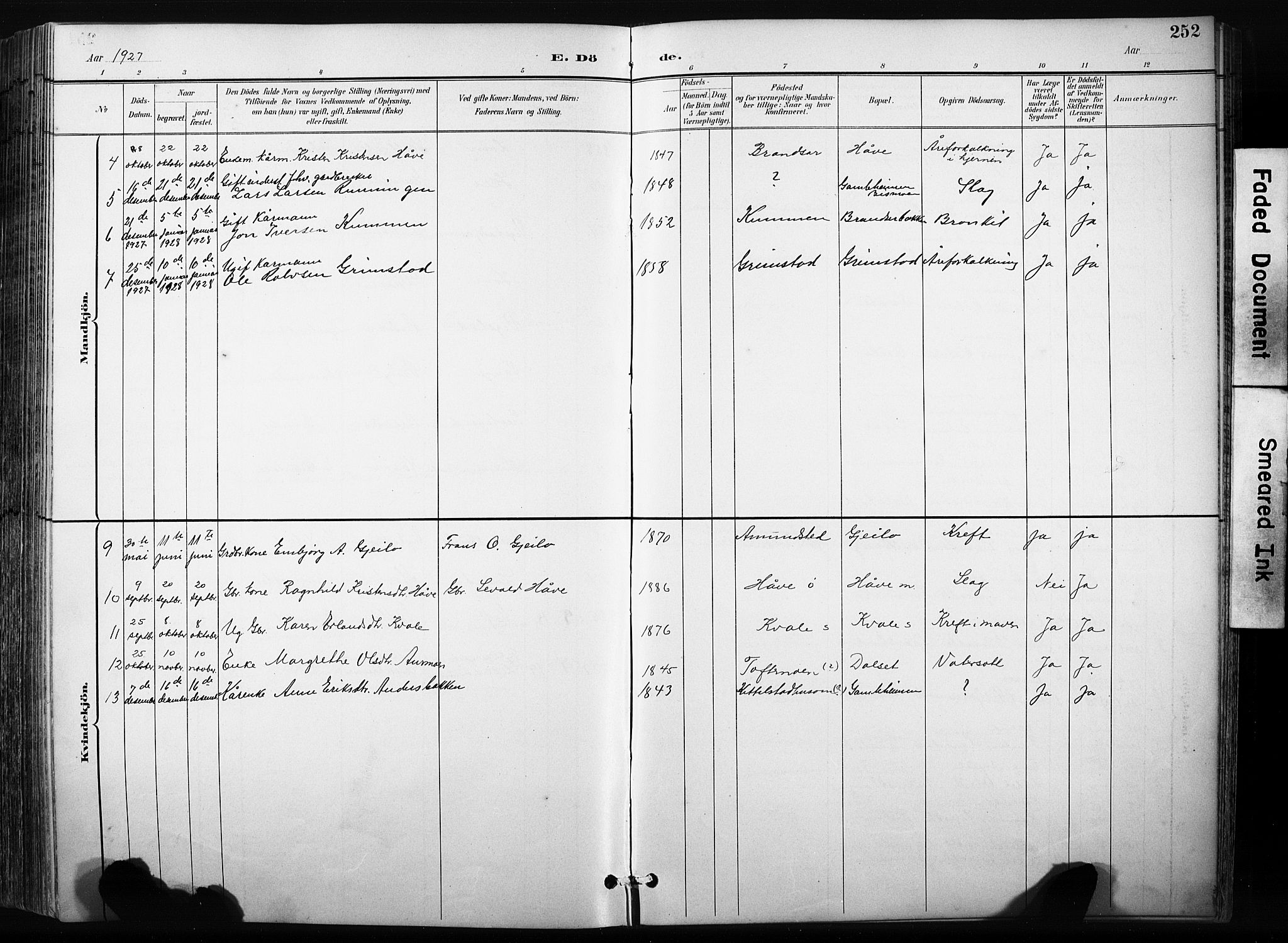 Skjåk prestekontor, SAH/PREST-072/H/Ha/Hab/L0003: Parish register (copy) no. 3, 1893-1932, p. 252