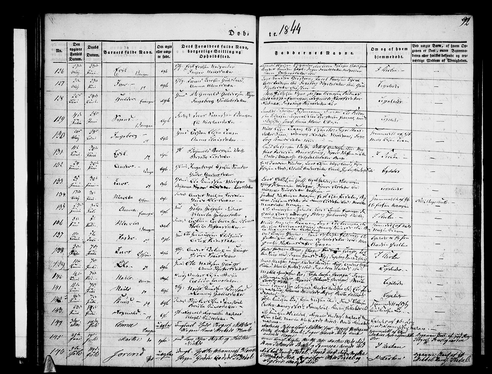 Voss sokneprestembete, SAB/A-79001/H/Haa: Parish register (official) no. A 13, 1836-1851, p. 92