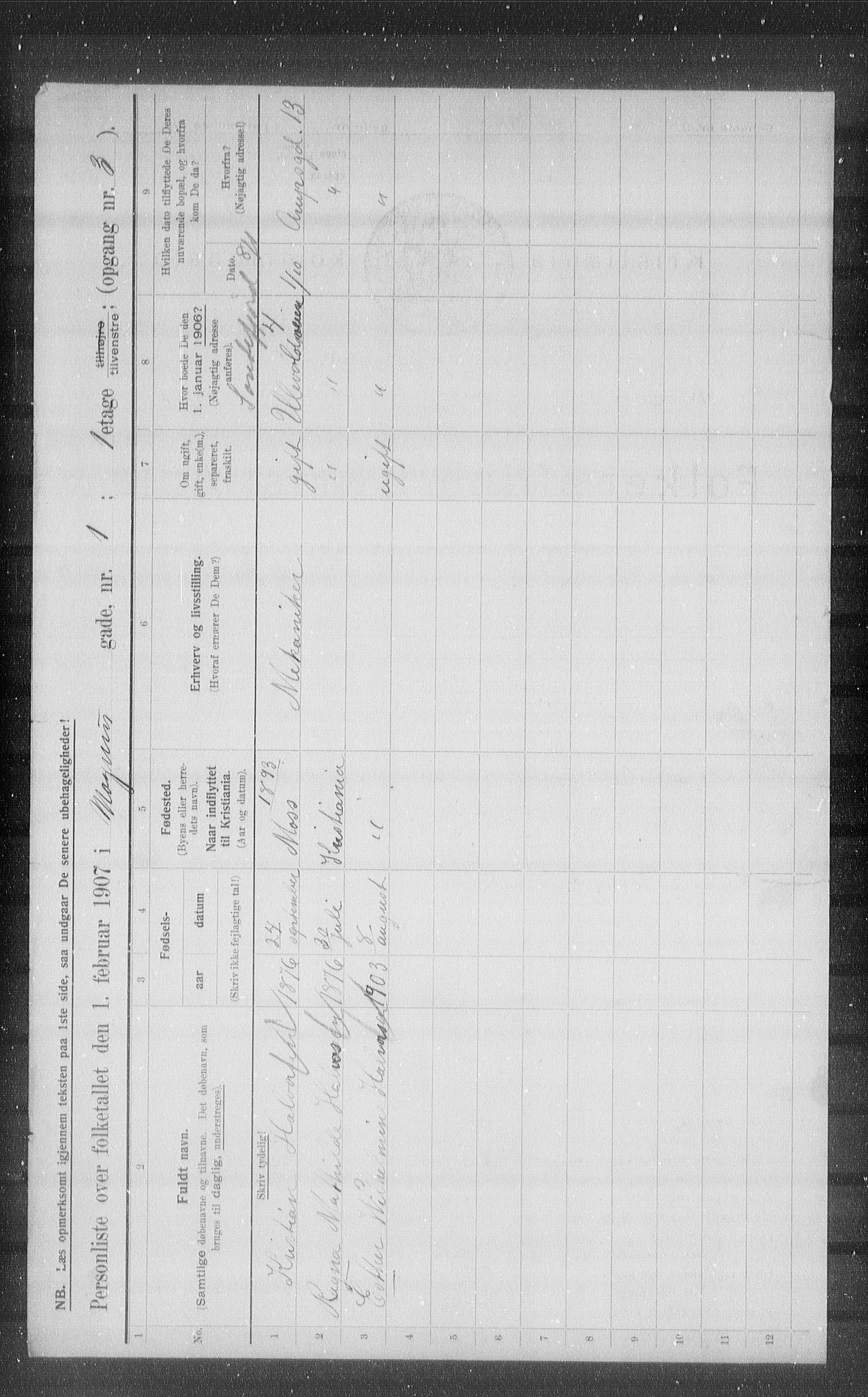 OBA, Municipal Census 1907 for Kristiania, 1907, p. 30231