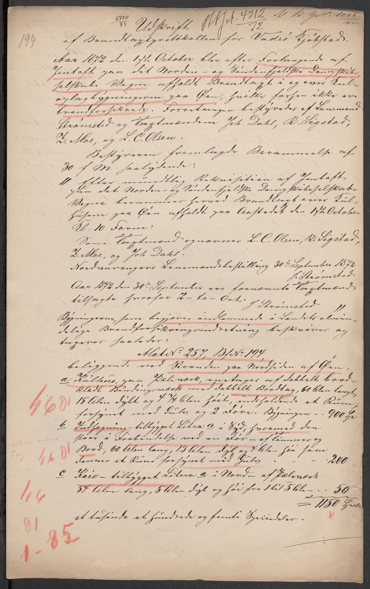 Norges Brannkasse, AV/RA-S-1549/E/Eu/L0011: Branntakster for Vadsø by, 1868-1934, p. 251