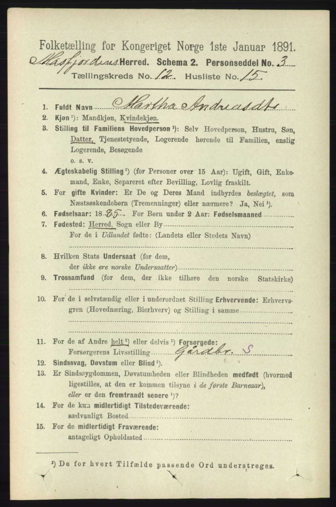 RA, 1891 census for 1266 Masfjorden, 1891, p. 2574