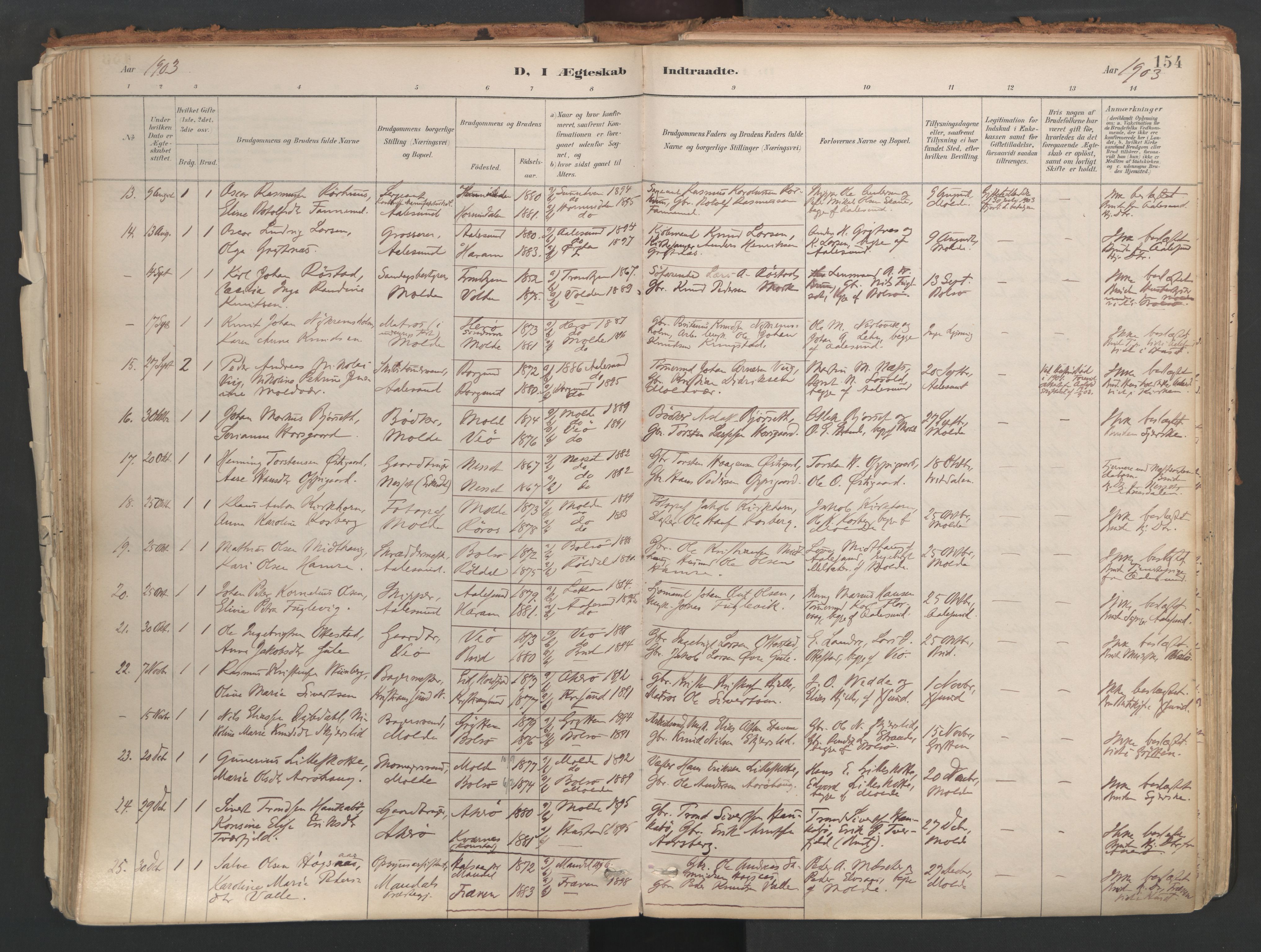 Ministerialprotokoller, klokkerbøker og fødselsregistre - Møre og Romsdal, AV/SAT-A-1454/558/L0692: Parish register (official) no. 558A06, 1887-1971, p. 154