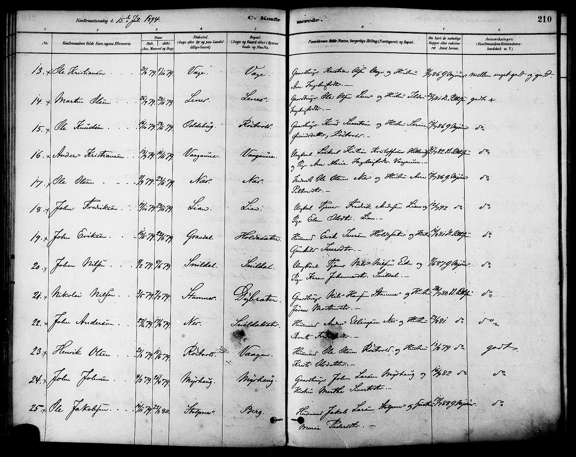 Ministerialprotokoller, klokkerbøker og fødselsregistre - Sør-Trøndelag, SAT/A-1456/630/L0496: Parish register (official) no. 630A09, 1879-1895, p. 210
