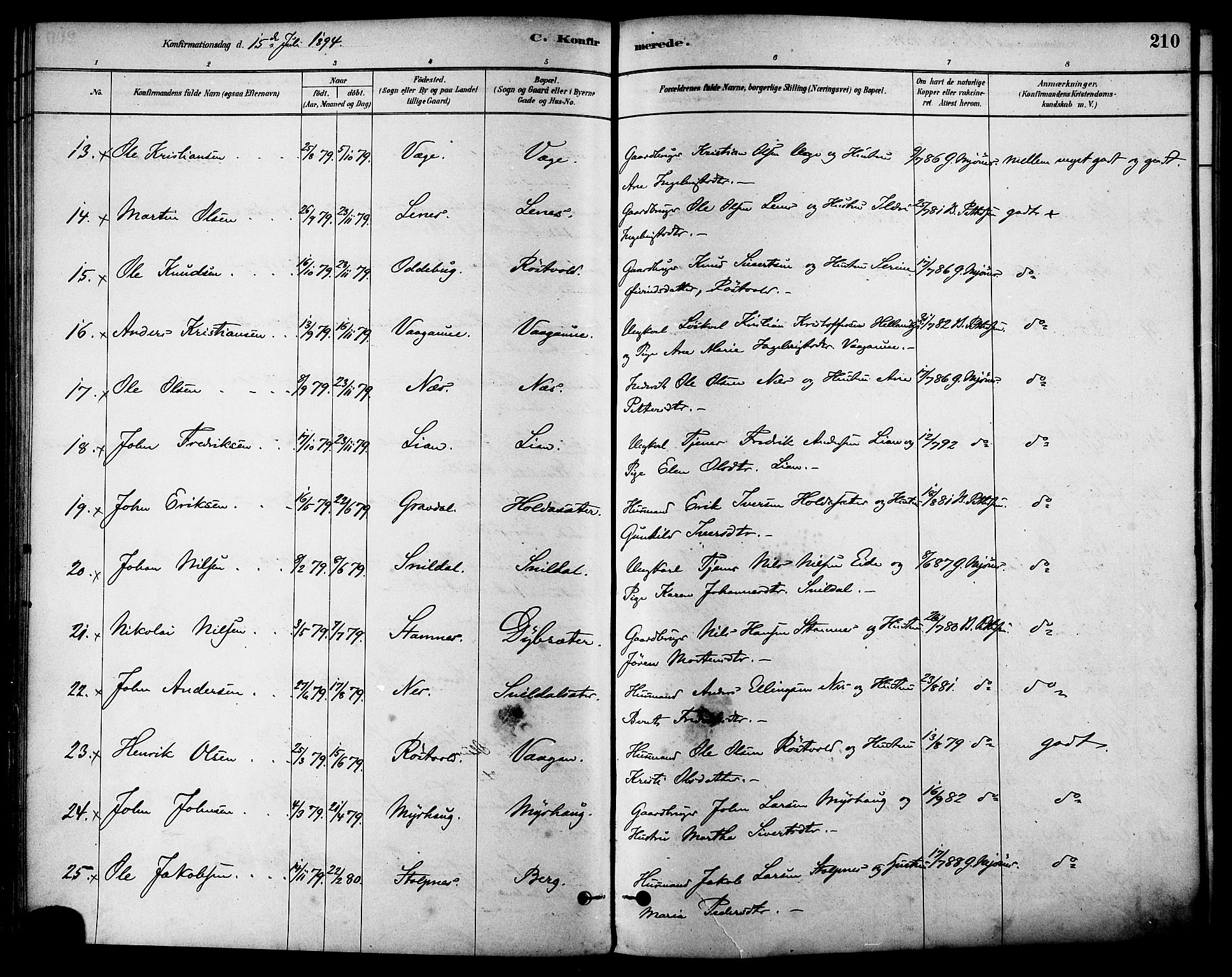 Ministerialprotokoller, klokkerbøker og fødselsregistre - Sør-Trøndelag, AV/SAT-A-1456/630/L0496: Parish register (official) no. 630A09, 1879-1895, p. 210