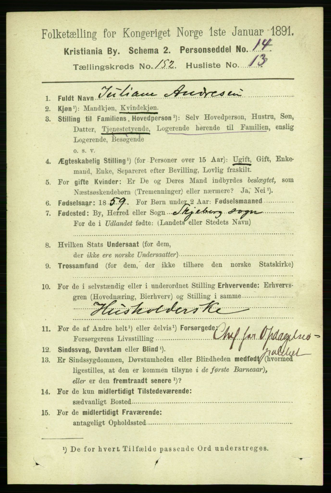 RA, 1891 census for 0301 Kristiania, 1891, p. 85583
