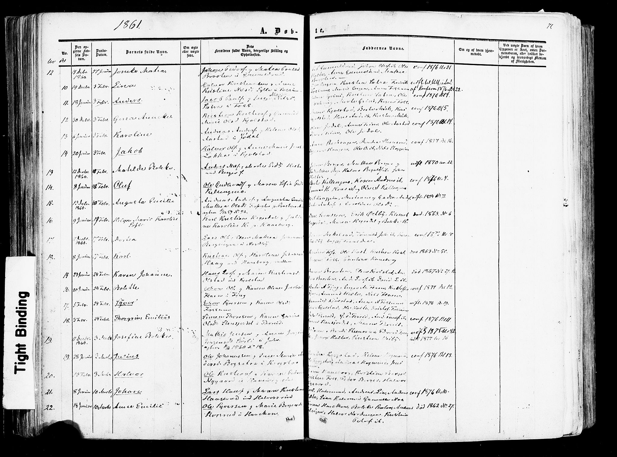 Aurskog prestekontor Kirkebøker, SAO/A-10304a/F/Fa/L0007: Parish register (official) no. I 7, 1854-1877, p. 71