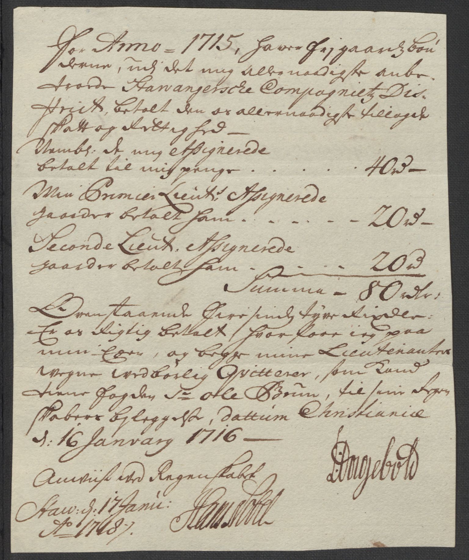 Rentekammeret inntil 1814, Reviderte regnskaper, Fogderegnskap, RA/EA-4092/R46/L2740: Fogderegnskap Jæren og Dalane, 1715-1716, p. 164