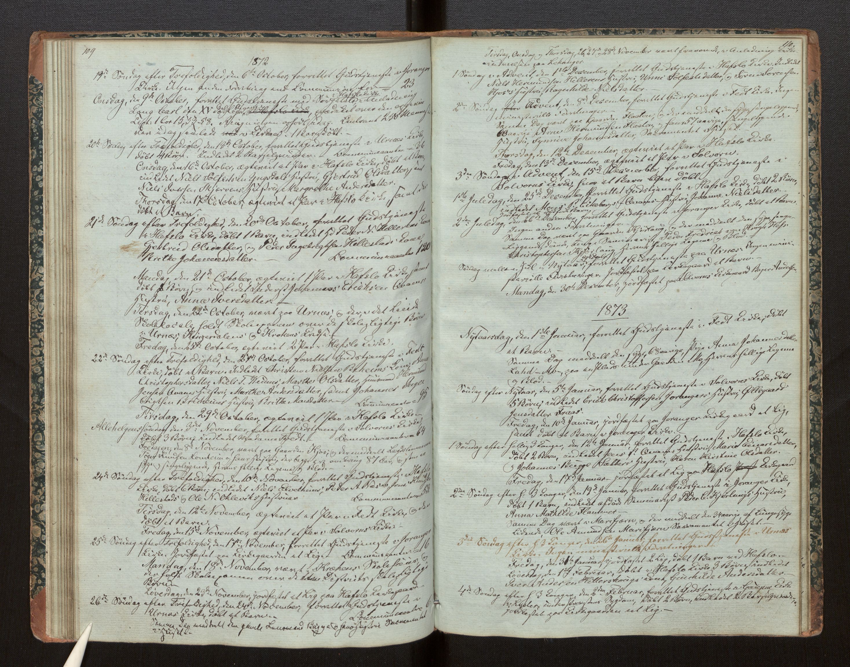 Hafslo sokneprestembete, SAB/A-80301/H/Haa/Haaf/L0002: Diary records no. F 2, 1854-1879, p. 109-110