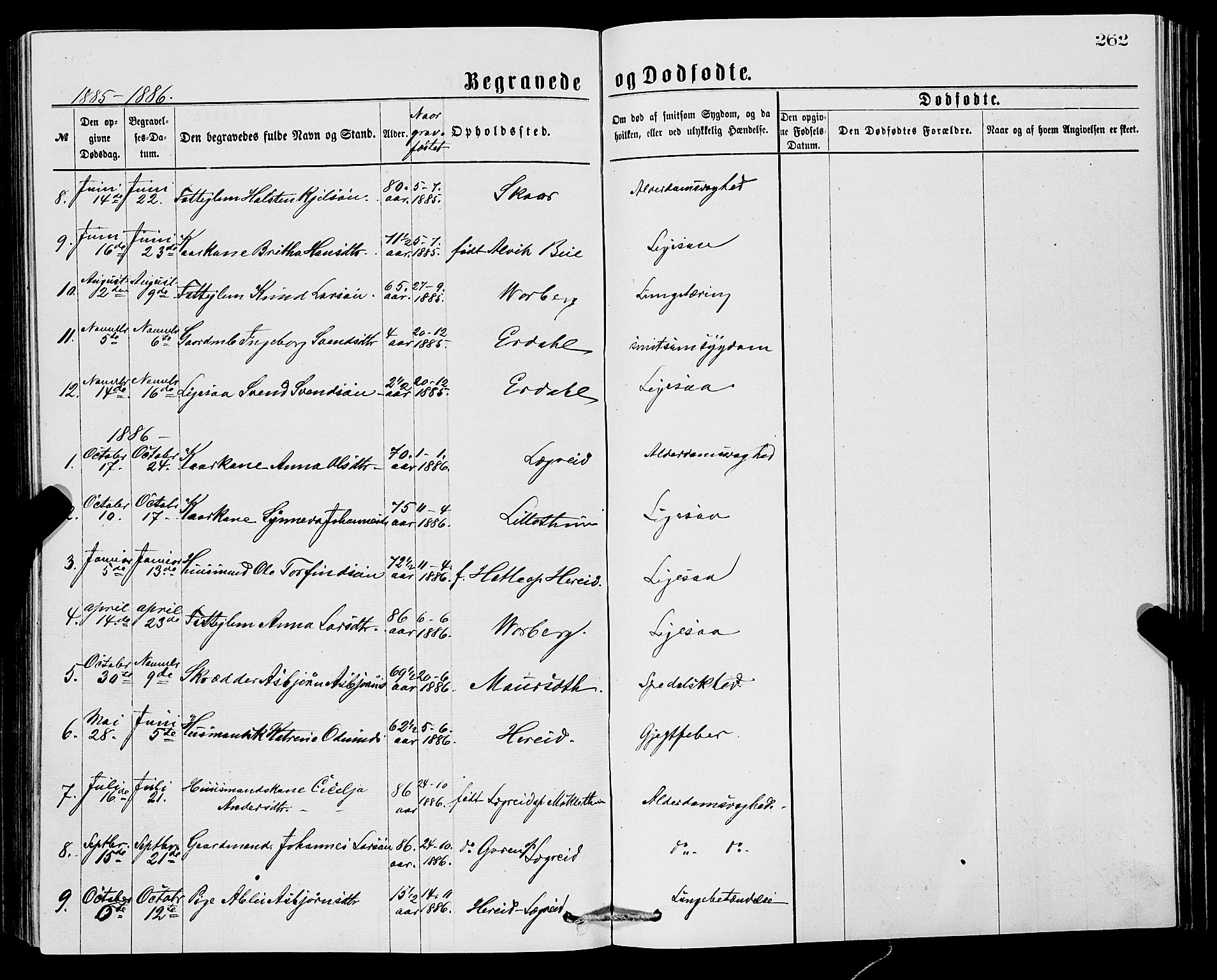 Ullensvang sokneprestembete, SAB/A-78701/H/Hab: Parish register (copy) no. C 2, 1871-1899, p. 262
