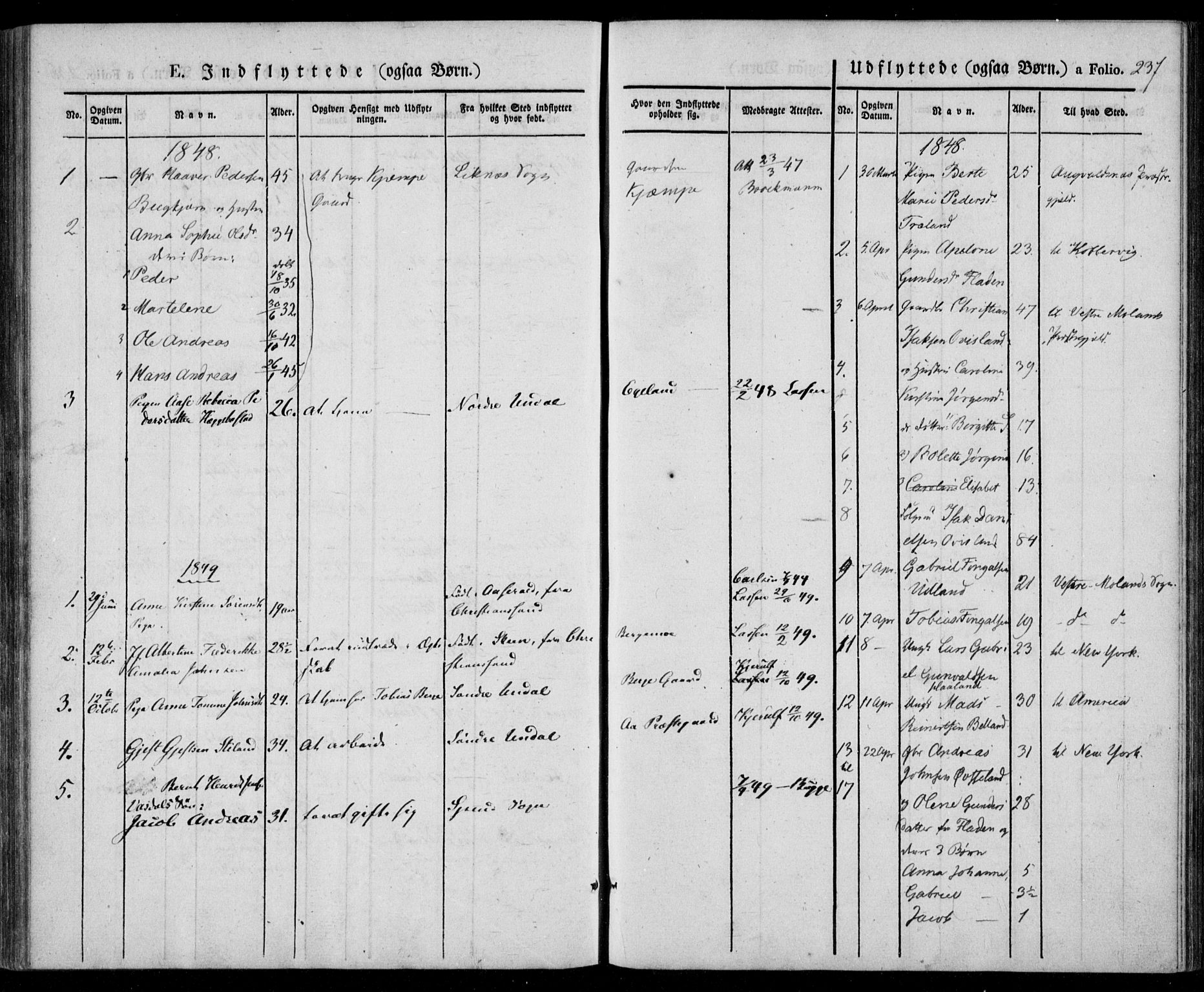 Lyngdal sokneprestkontor, AV/SAK-1111-0029/F/Fa/Fac/L0008: Parish register (official) no. A 8, 1837-1852, p. 237